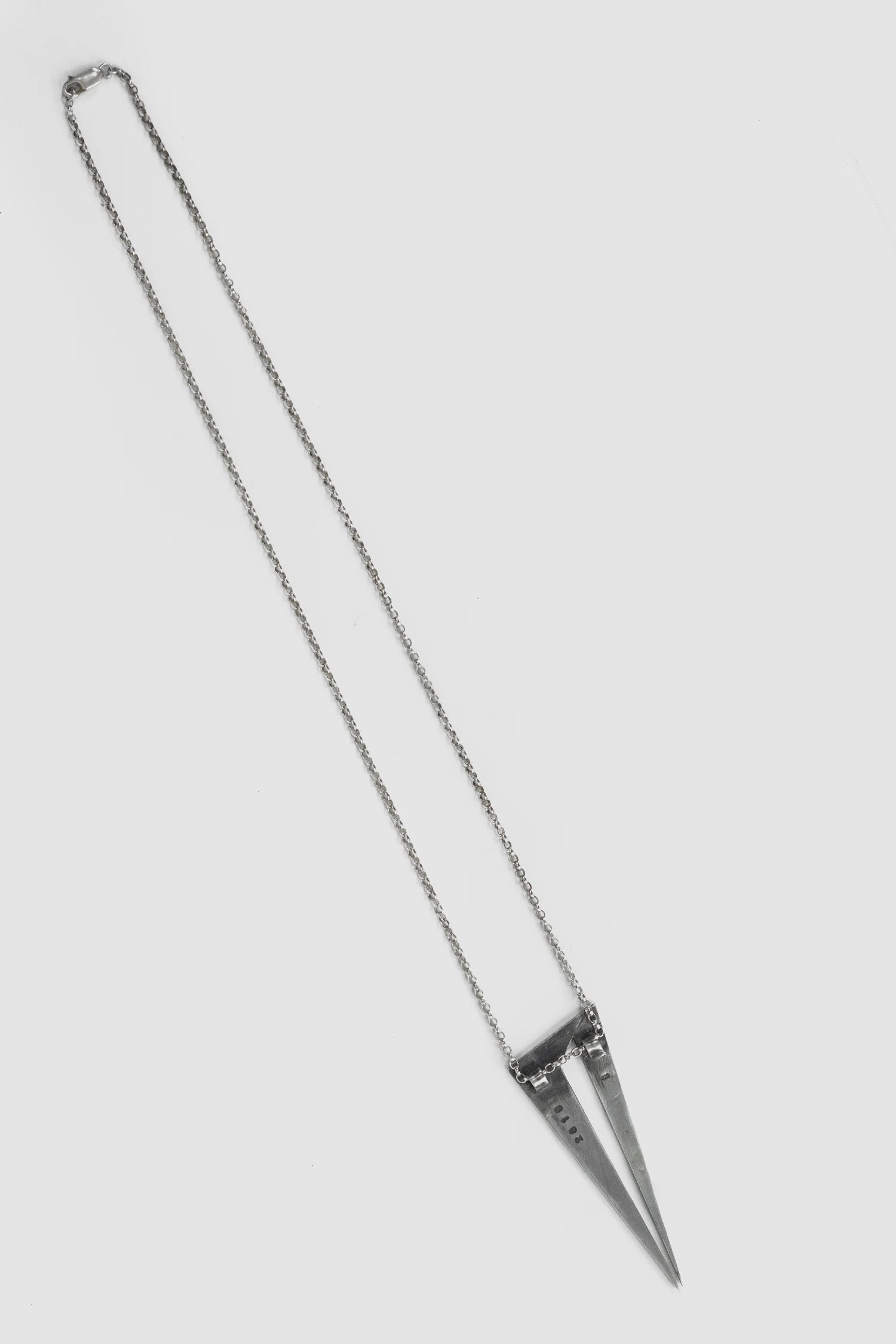 2819 Jewelry - back view of Brushed Fork-Cut Oxidized Silver Pendant