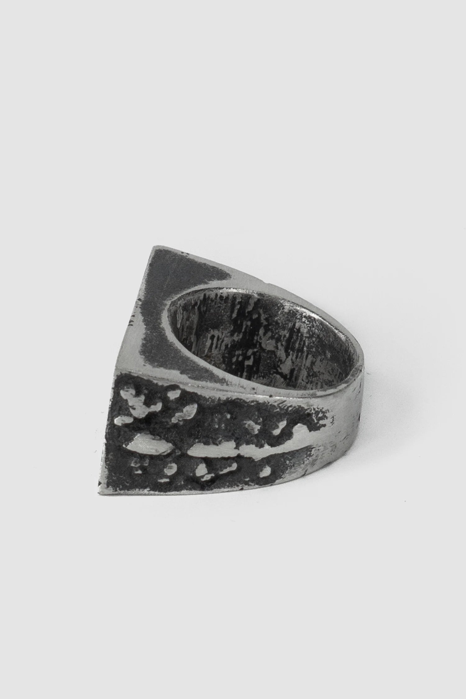 2819 Jewelry - left view of Brutalist Oxidized Silver Ring