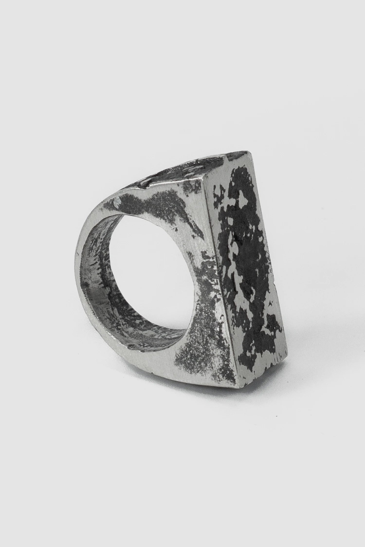 2819 Jewelry - stand alone of Brutalist Oxidized Silver Ring