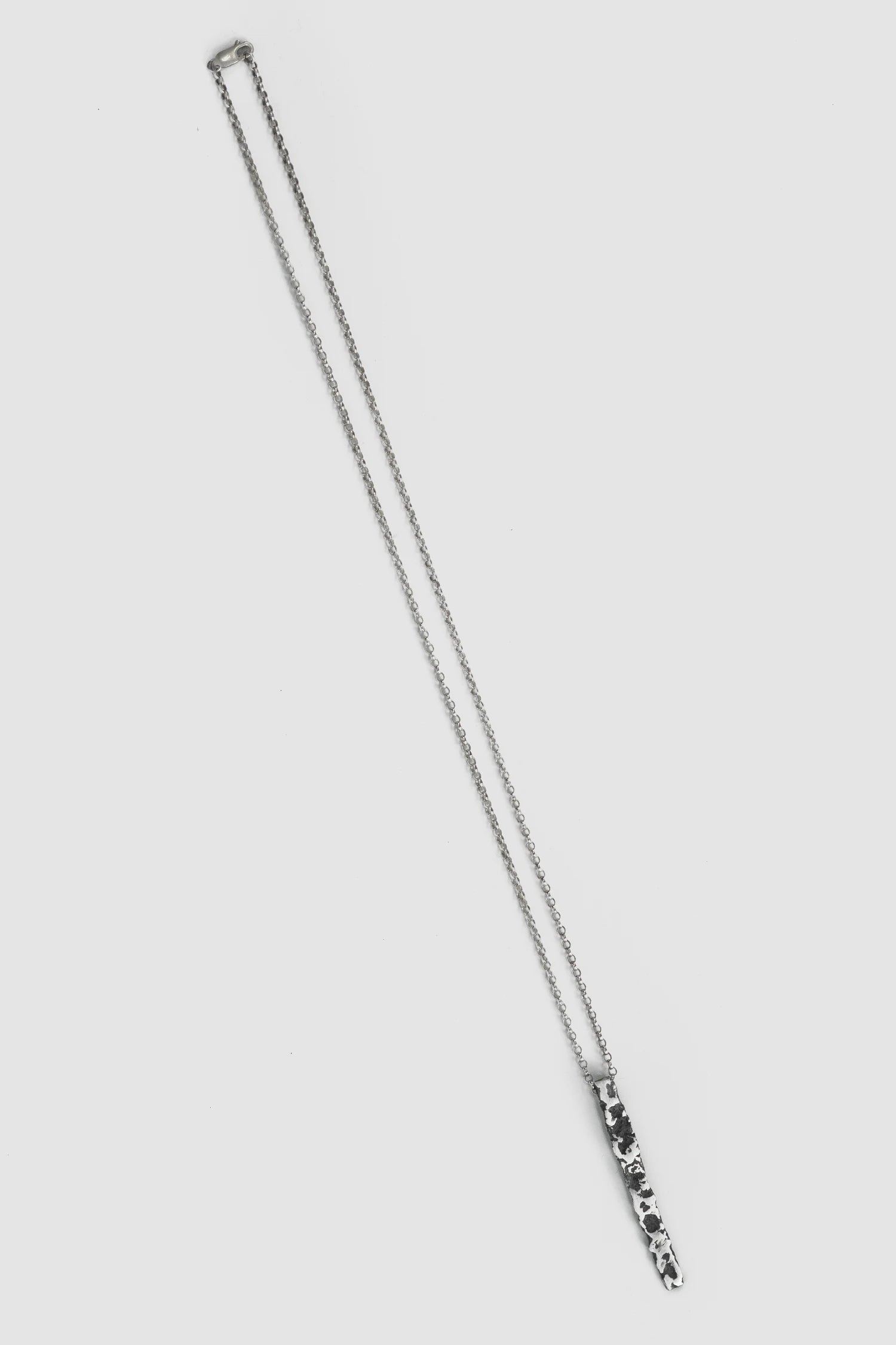 2819 Jewelry - full length view of Melted Minimalistic Oxidized Silver Pendant
