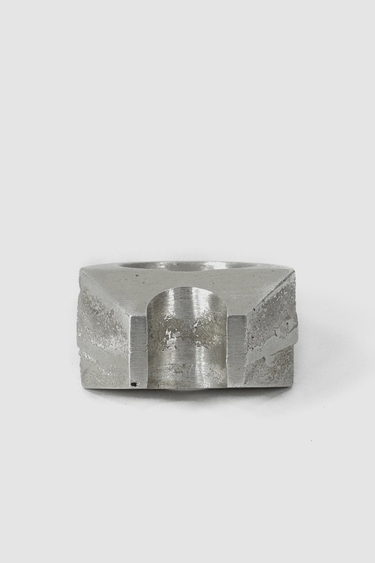 2819 Jewelry - front view of Mercury-Inspired Brutalist Silver Ring