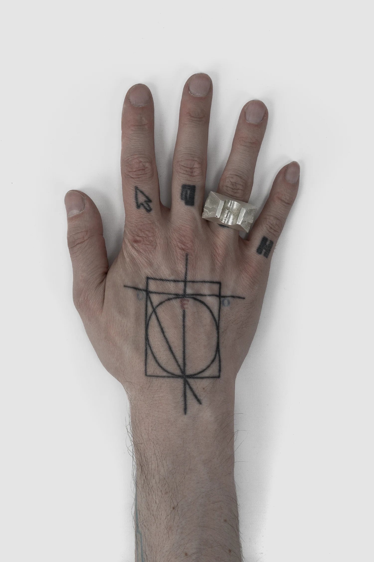 2819 Jewelry - Mercury-Inspired Brutalist Silver Ring on model