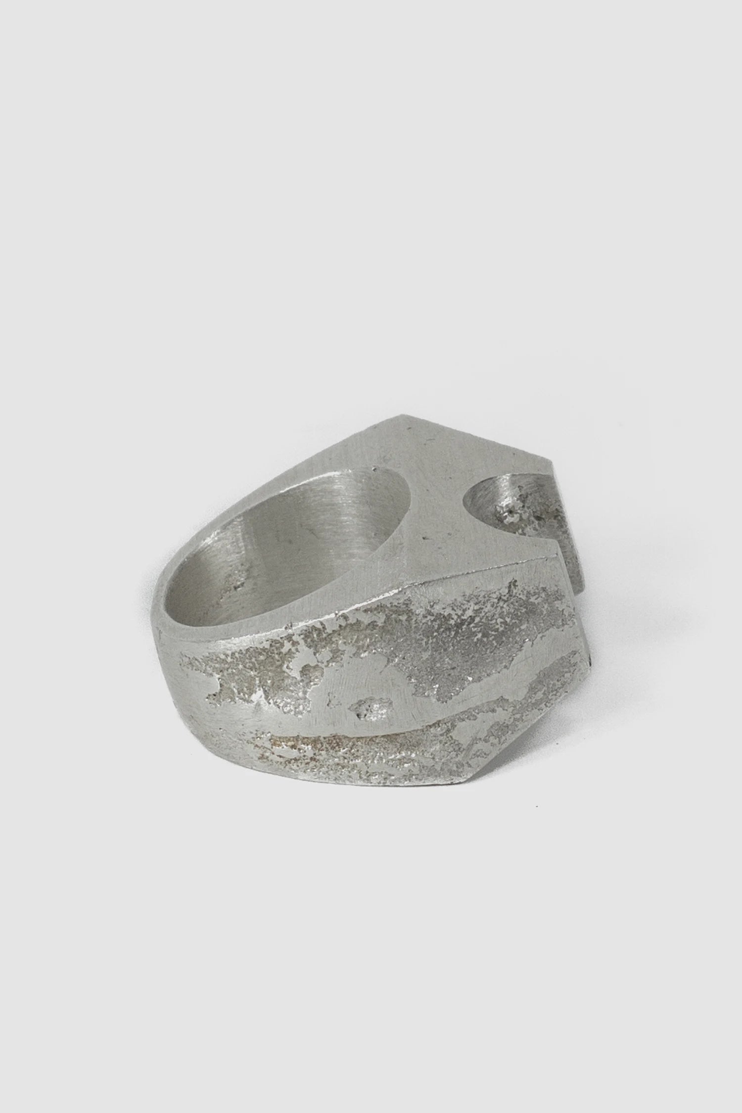 2819 Jewelry - right view of Mercury-Inspired Brutalist Silver Ring
