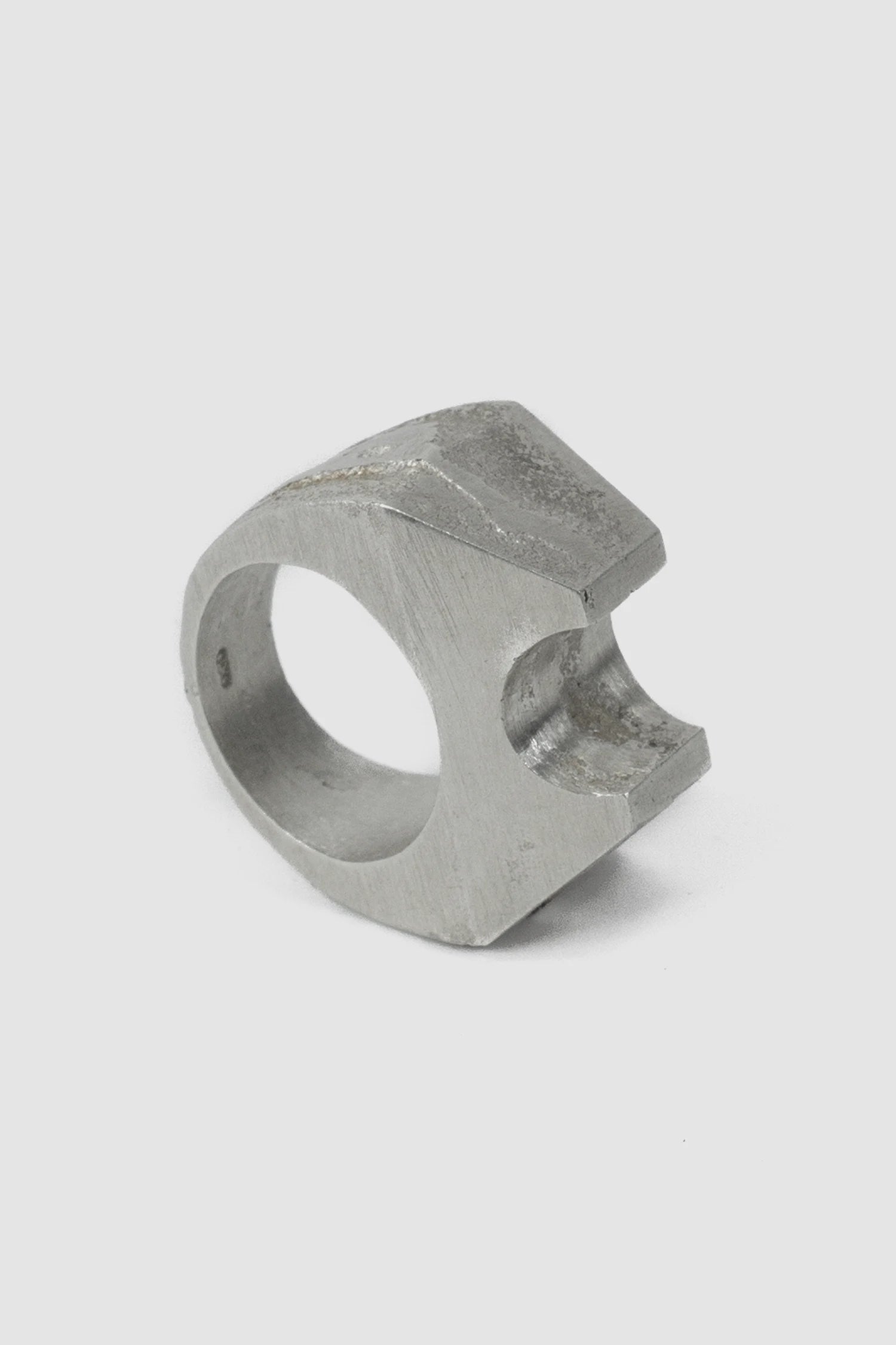 2819 Jewelry - stand alone Mercury-Inspired Brutalist Silver Ring