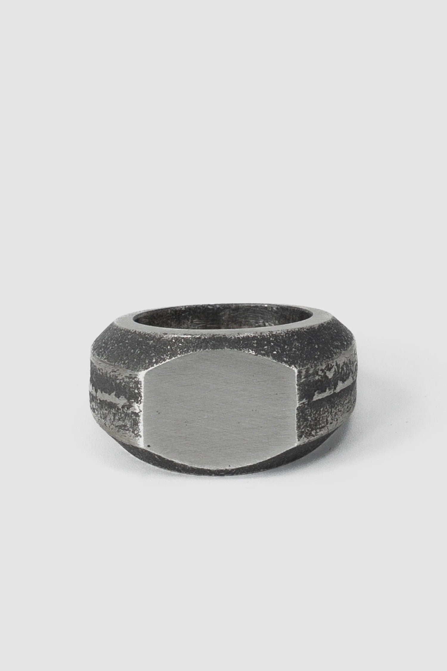 2819 Jewelry - front view of Oxidized Silver Ring with Flat Dome Profile