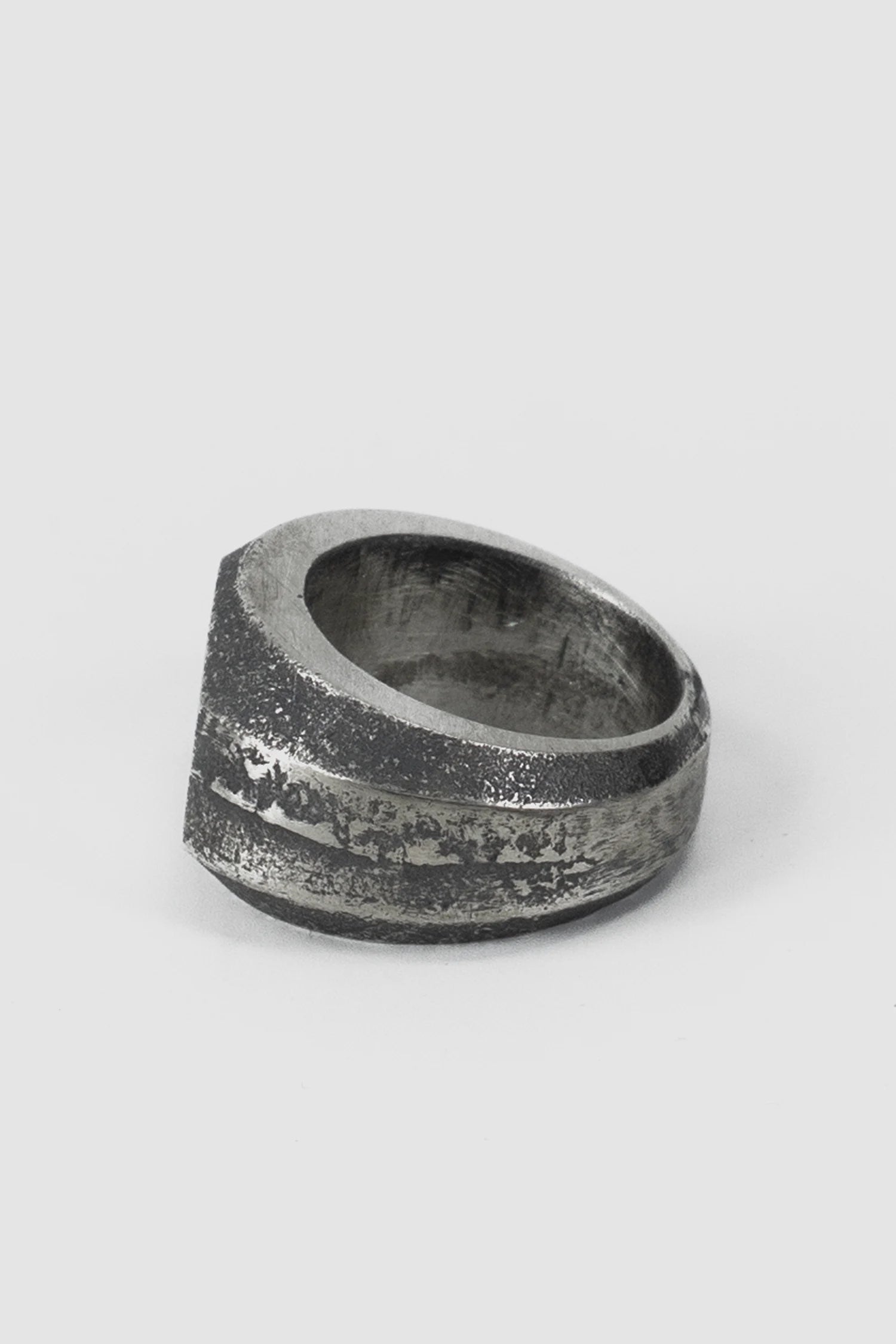 2819 Jewelry - left view of Oxidized Silver Ring with Flat Dome Profile