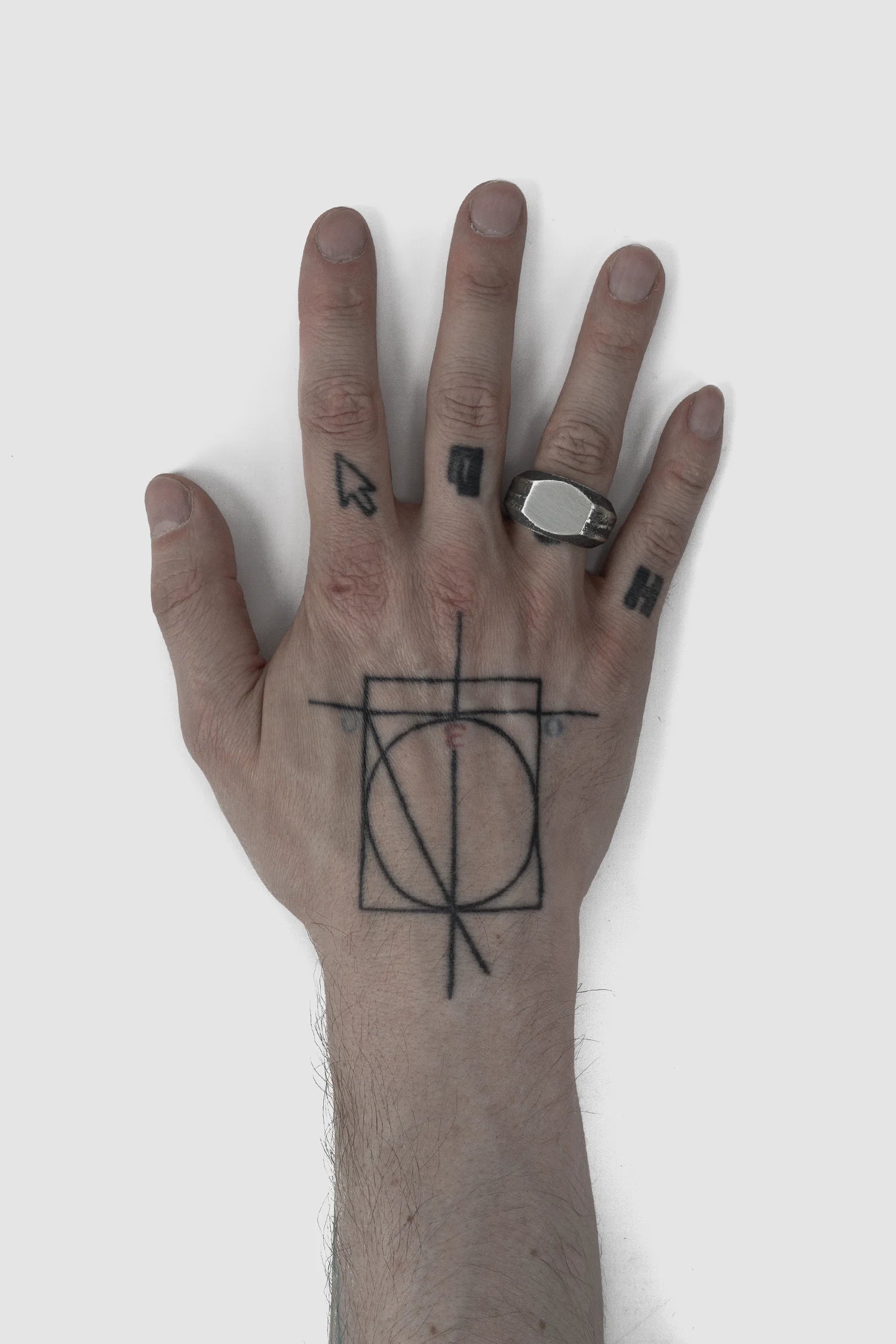 2819 Jewelry - Oxidized Silver Ring with Flat Dome Profile on model