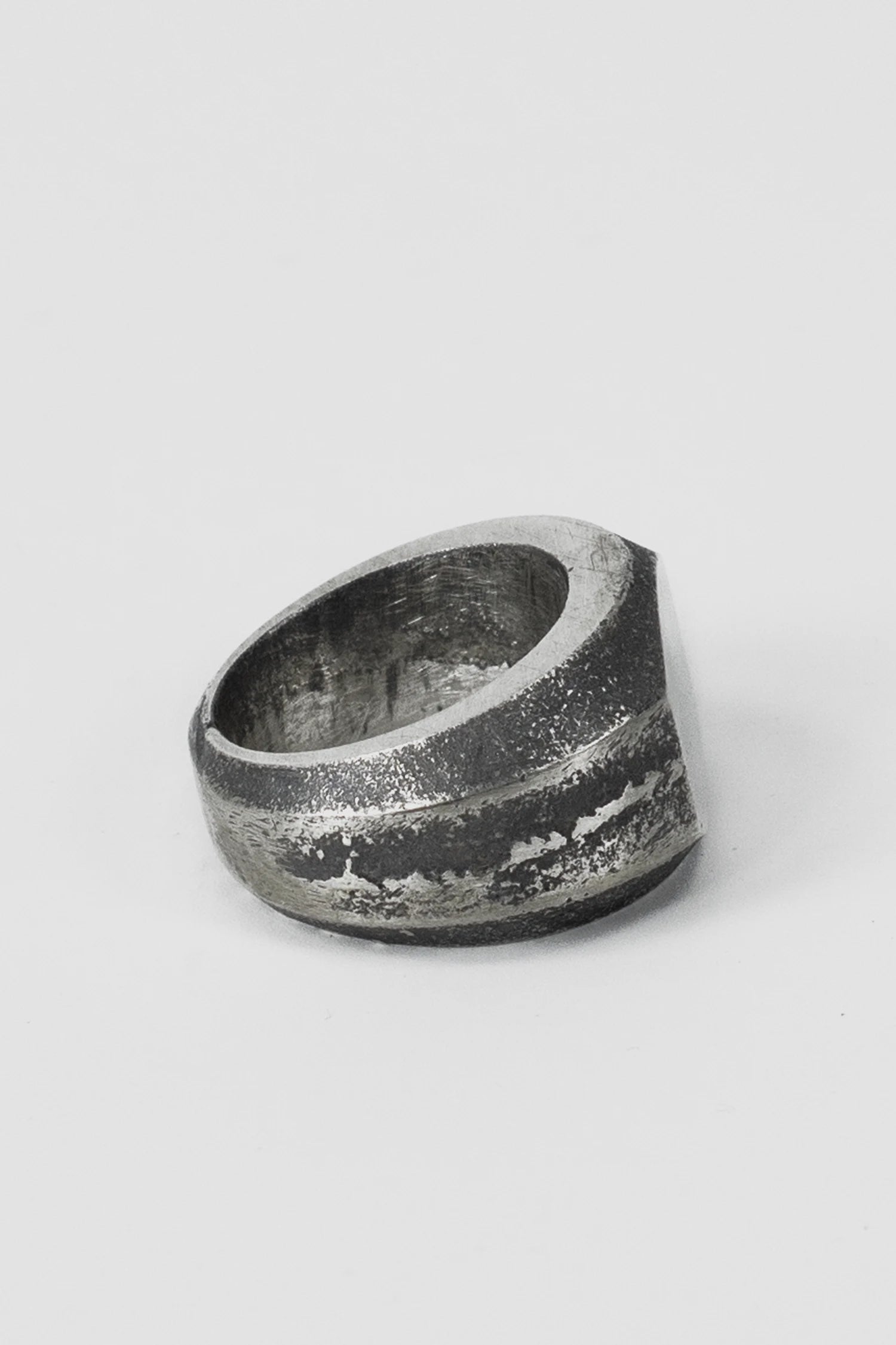 2819 Jewelry - right view of Oxidized Silver Ring with Flat Dome Profile