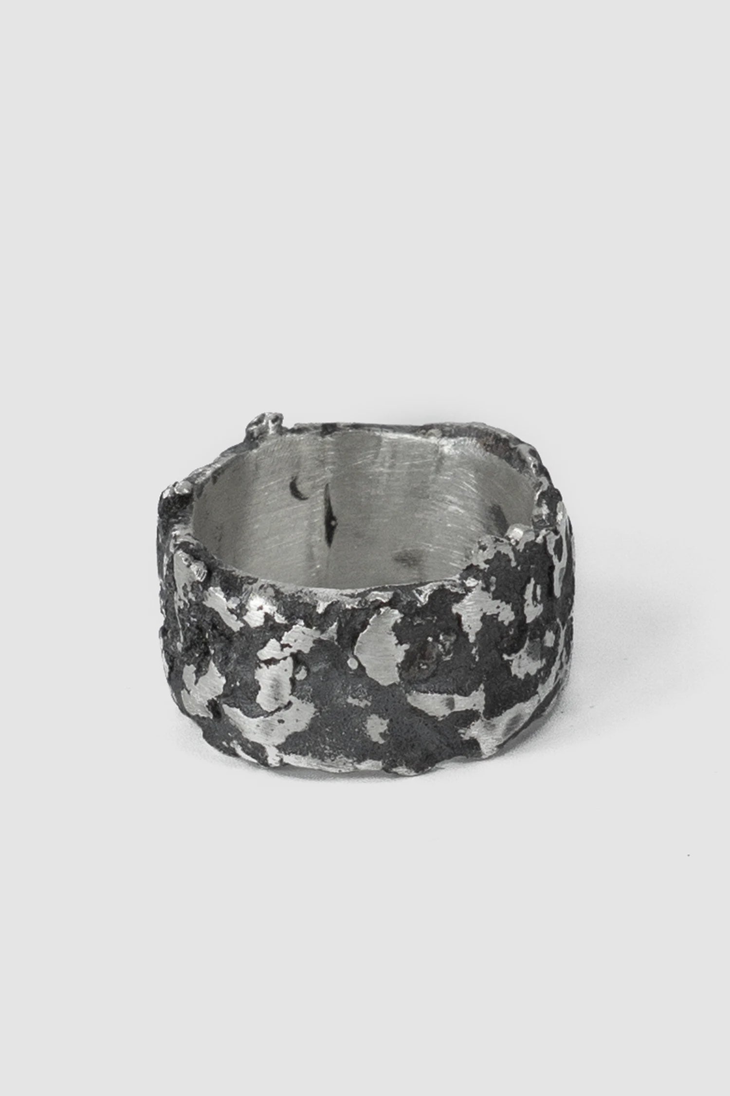 2819 Jewelry - back view of Oxidized Sterling Silver Ring with Molten Surface
