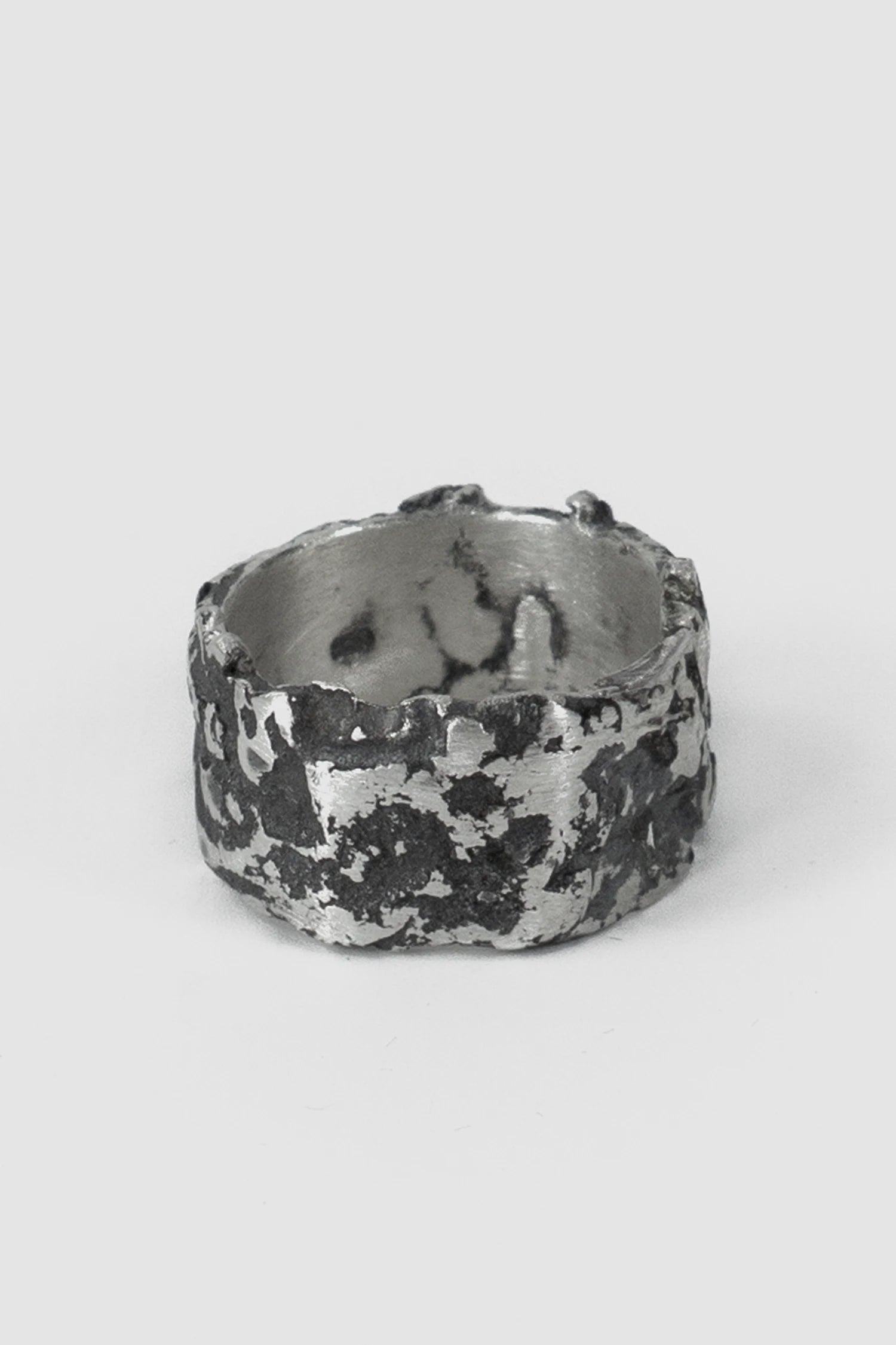 2819 Jewelry - front view of Oxidized Sterling Silver Ring with Molten Surface
