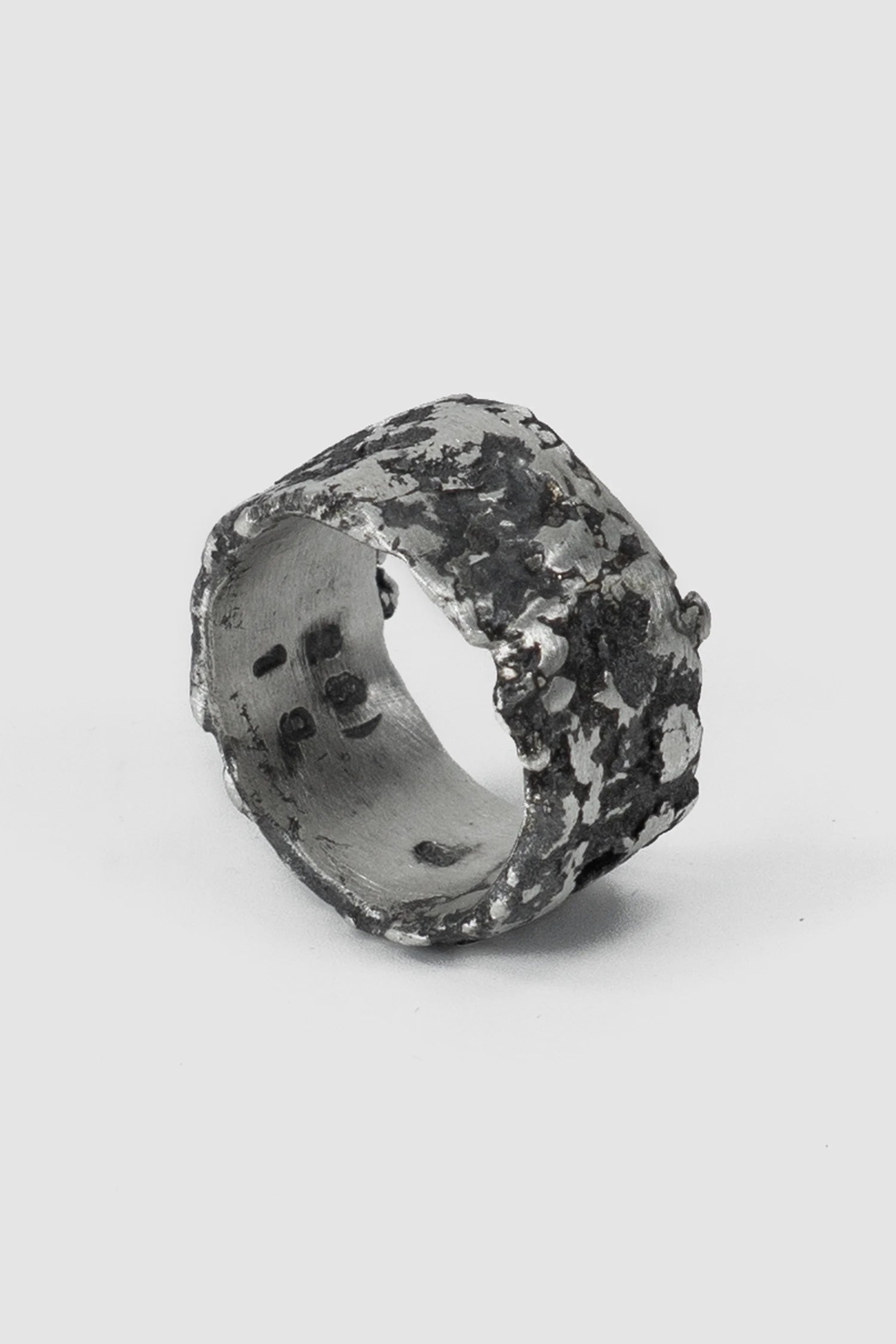 2819 Jewelry - stand alone of Oxidized Sterling Silver Ring with Molten Surface