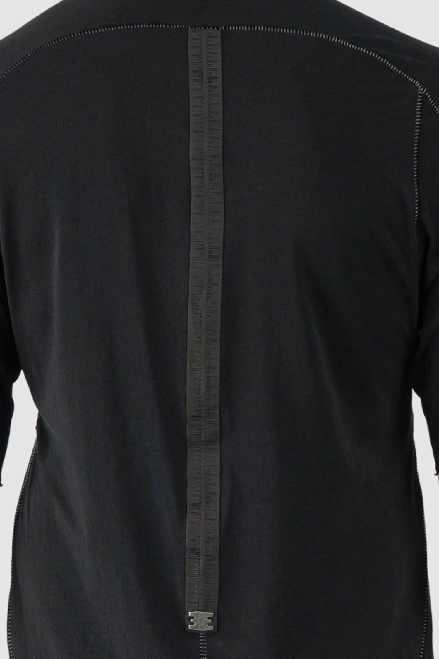 69 by Isaac Sellam - Men’s Black Organic Cotton Raglan T-Shirt patch detail view
