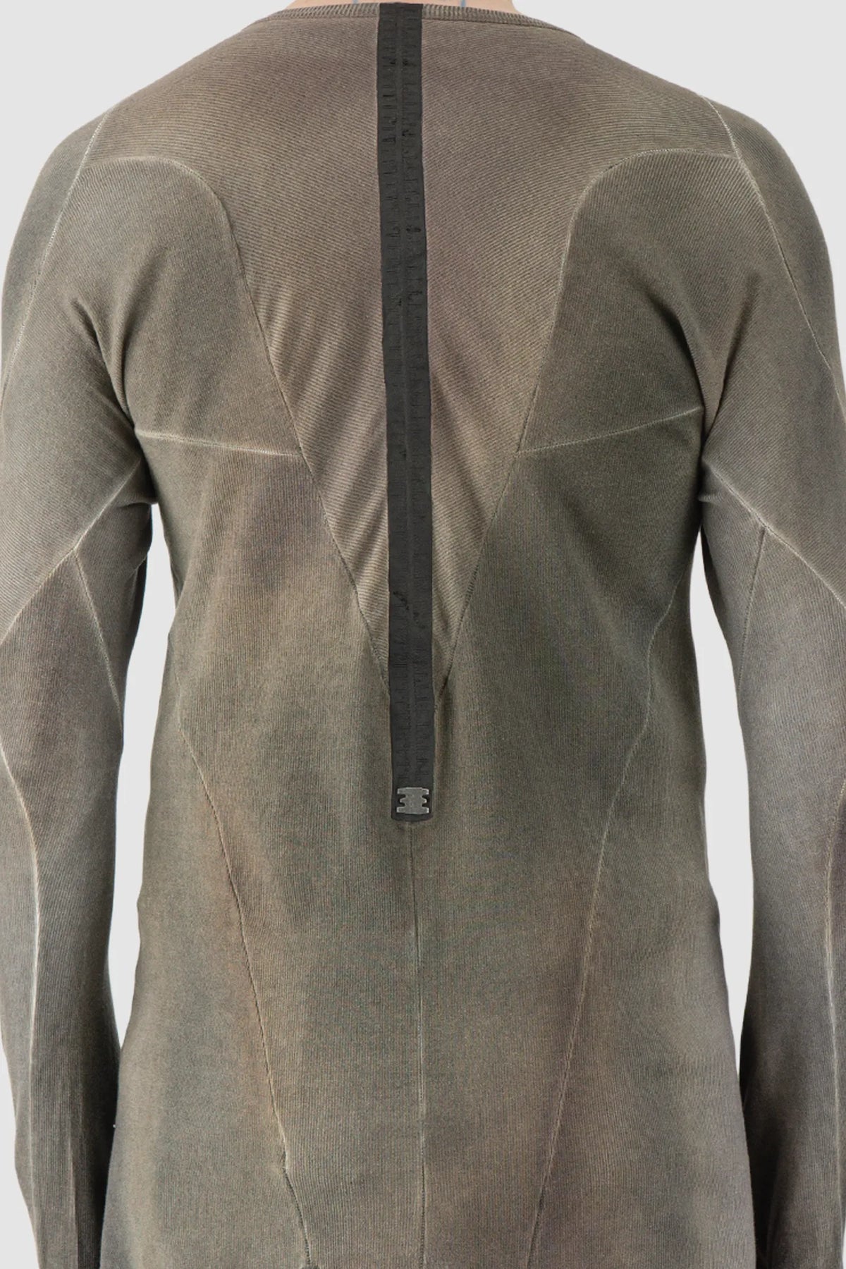 69 by Isaac Sellam - Men's Grey Chrome-Agnon Modal Rib Long Sleeve - back detail view 69 by Isaac Sellam - Men's Grey Chrome-Agnon Modal Rib Long Sleeve - back detail view