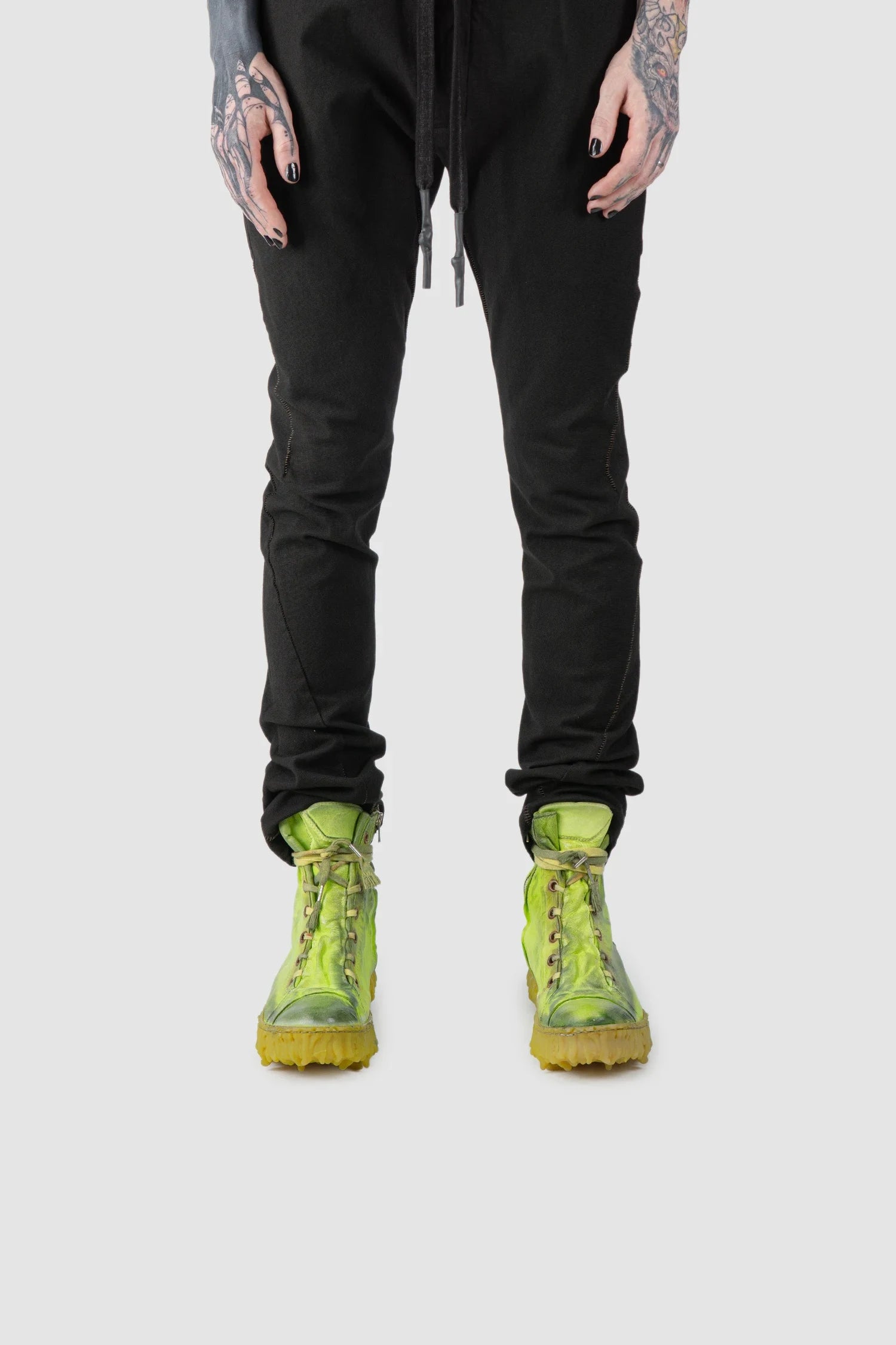 Culture of Brave - Green Melt Clash Mid Top Laced Sneakers - MELM1 Model front view