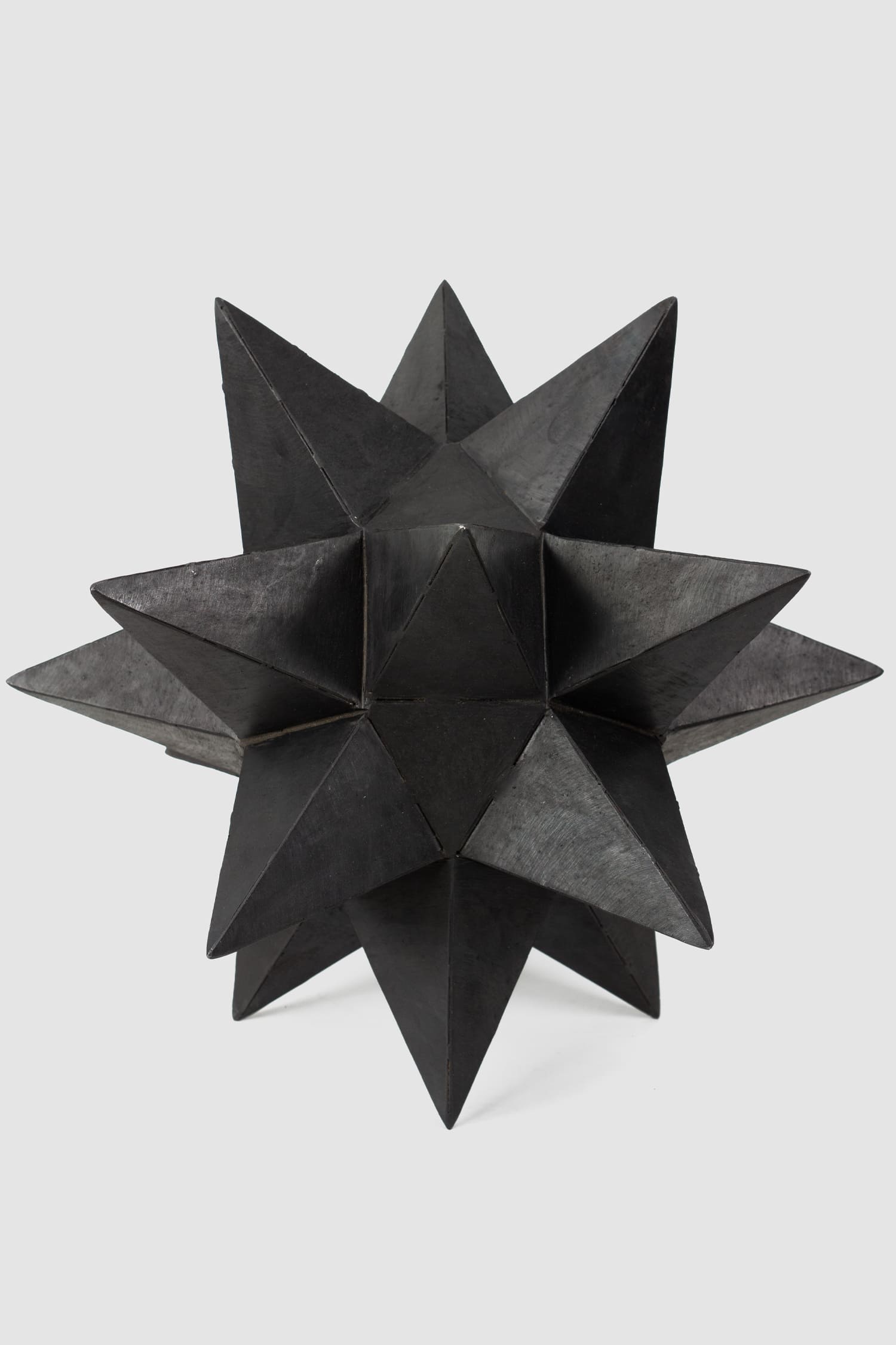 Mad et Len - back side view of black Burned Metal Icosahedron Sculpture - 42cm