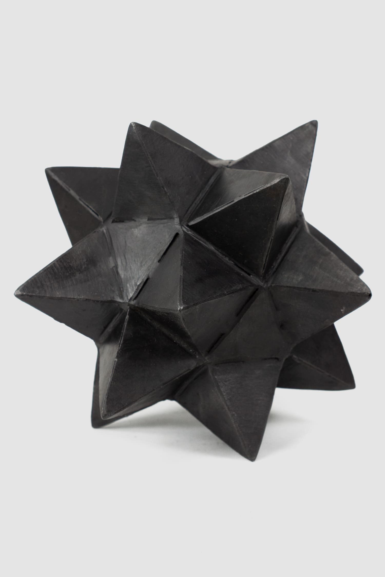 Mad et Len - back view of black Burned Metal Icosahedron Sculpture - 22cm
