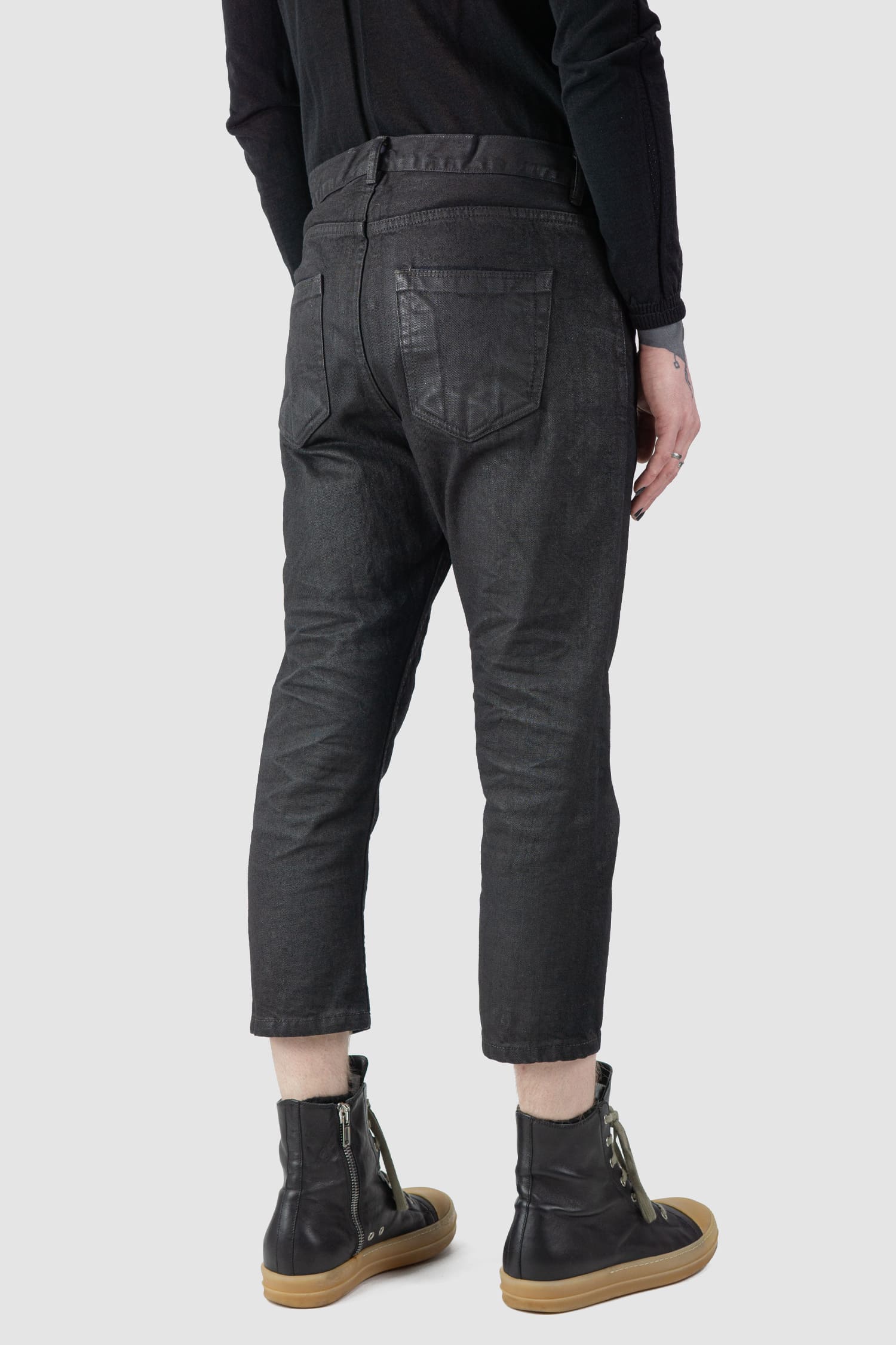 Rick Owens DRKSHDW - Torrence Cropped Waxed Denim Jeans