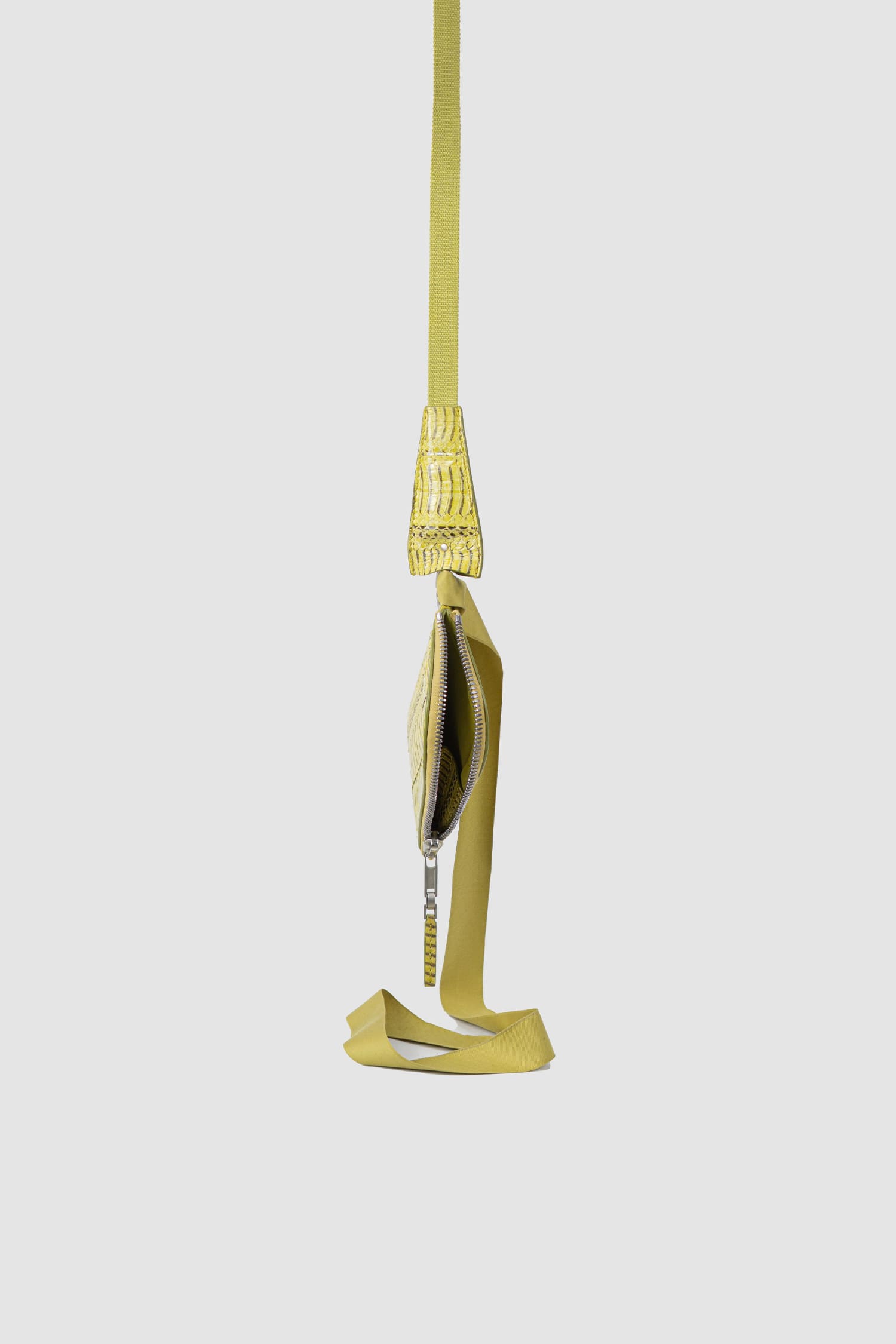 Rick Owens - open view of acid yellow Snake Leather Neck Wallet