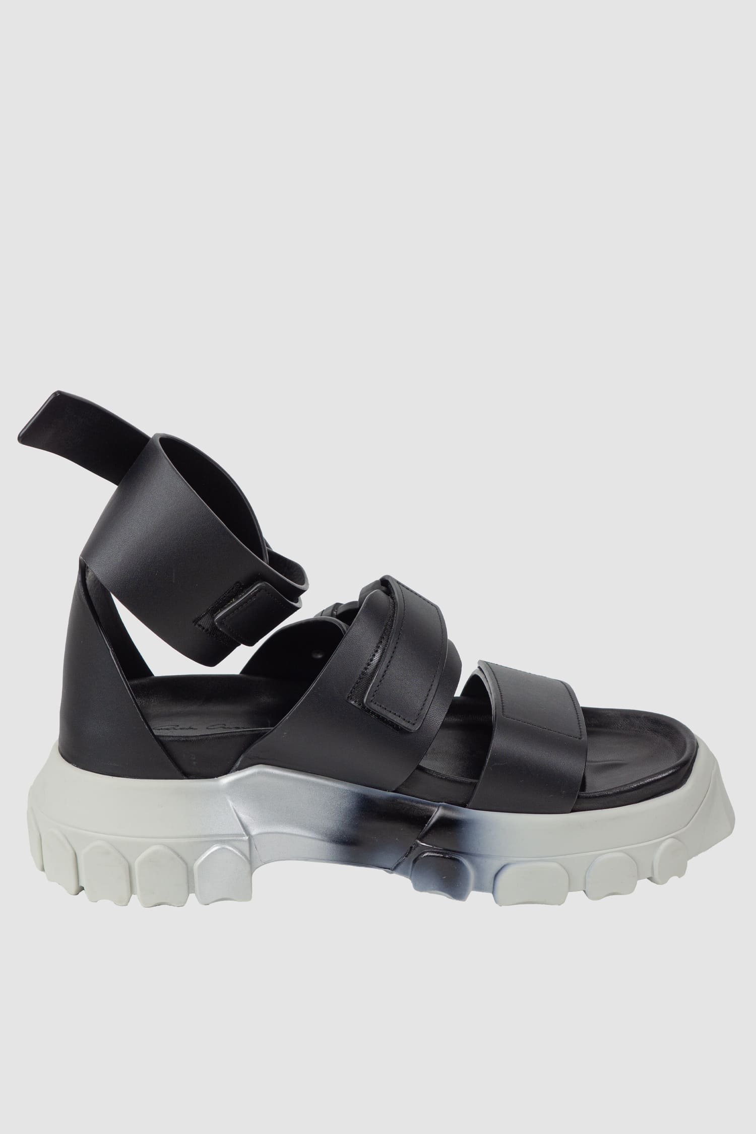 Rick Owens - left inside view of black Spartan Leather Tractor Sandals