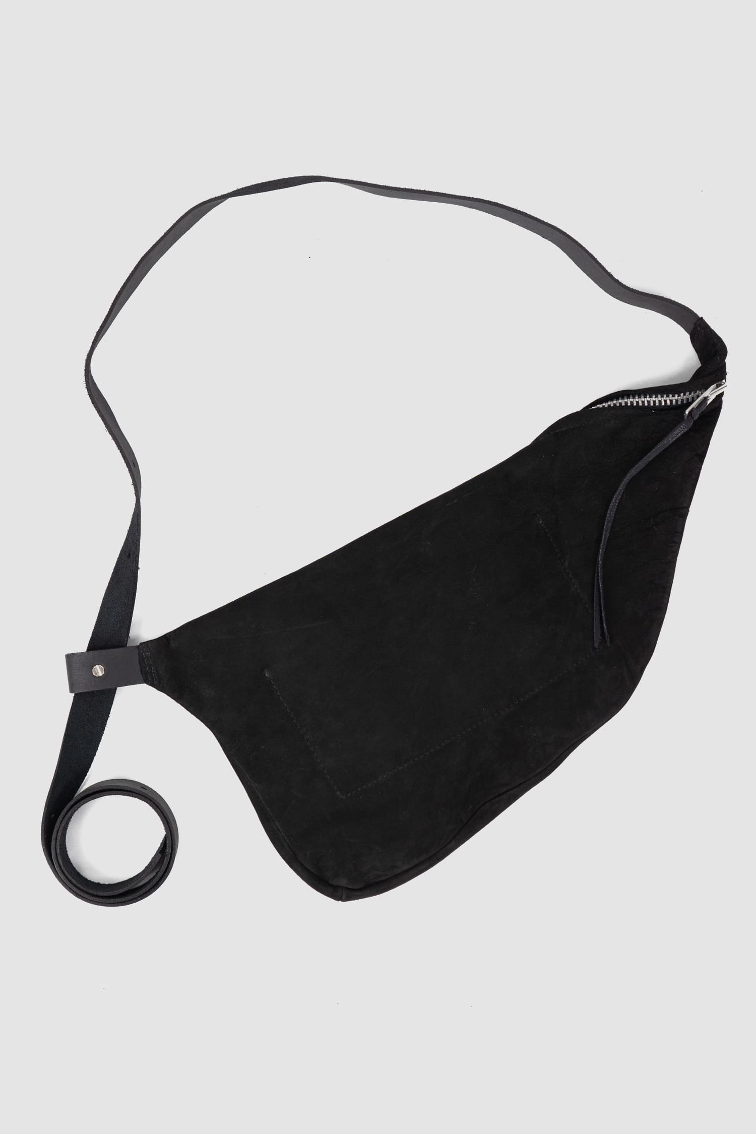 Werkschwarz - back view of the black Suede Calf Leather Crossbody Bag Werk 3N.