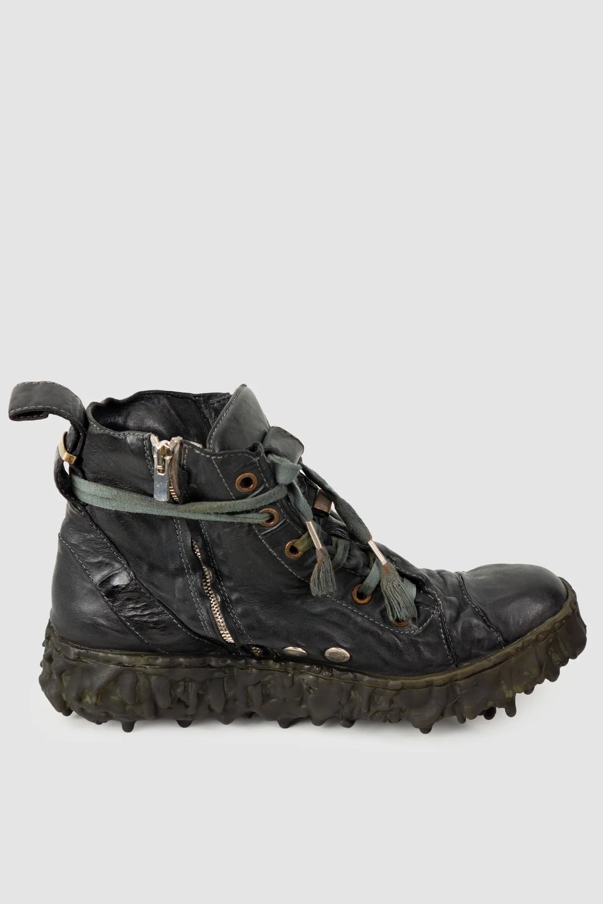 Culture of Brave - Black Slate Leather Sneaker - Melt Dan - left inside view Culture of Brave - Black Slate Leather Sneaker - Melt Dan - left inside view