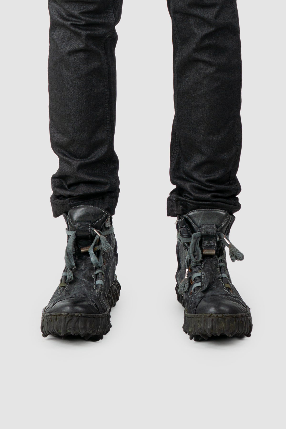 Culture of Brave - Men's Black Slate Leather Sneaker - Melt Dan - Model front view Culture of Brave - Men's Black Slate Leather Sneaker - Melt Dan - Model front view