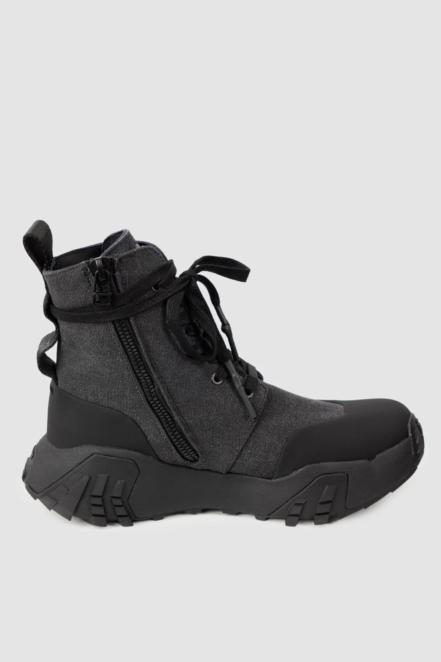 Gall Laboratories by Justin Gall - Men’s Black Canvas Mongrel Ankle Boots left inside view