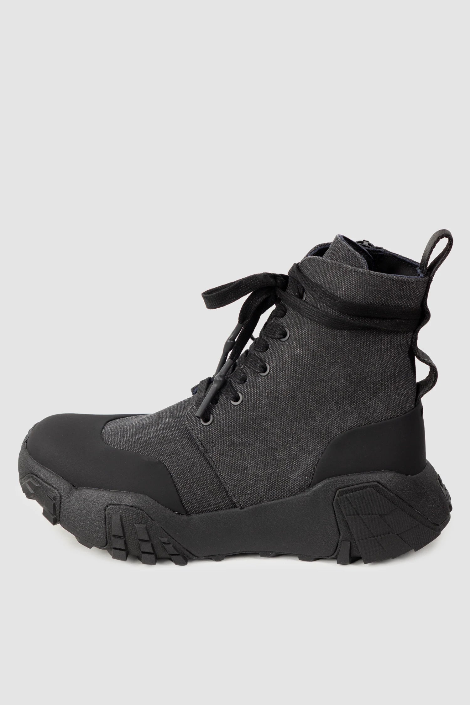Gall Laboratories by Justin Gall - Men’s Black Canvas Mongrel Ankle Boots left outside view