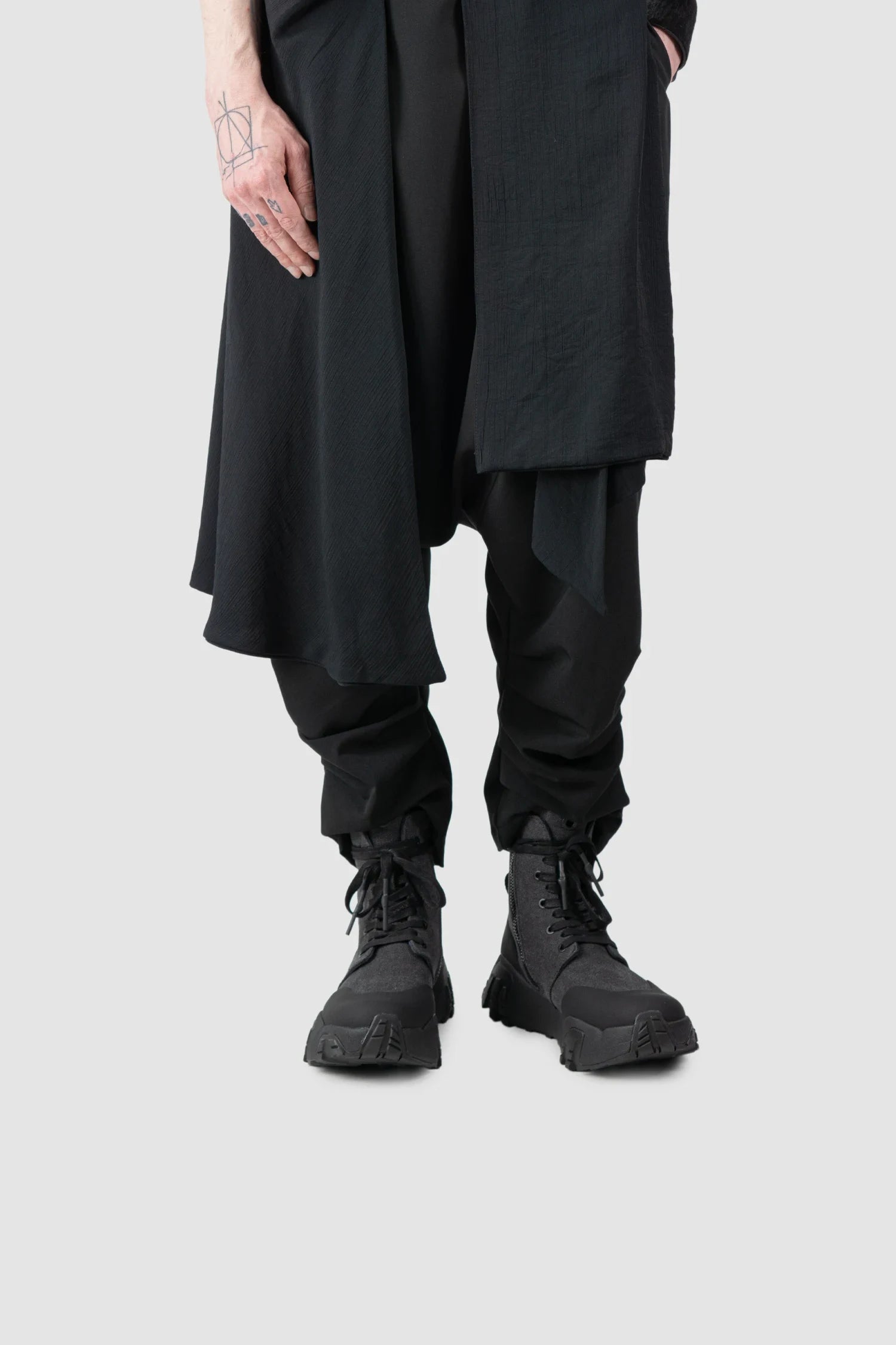 Gall Laboratories by Justin Gall - Men’s Black Canvas Mongrel Ankle Boots model front view