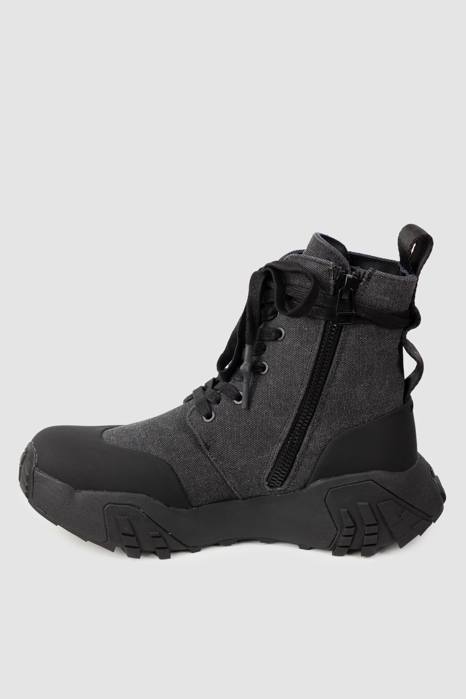 Gall Laboratories by Justin Gall - Men’s Black Canvas Mongrel Ankle Boots right inside view