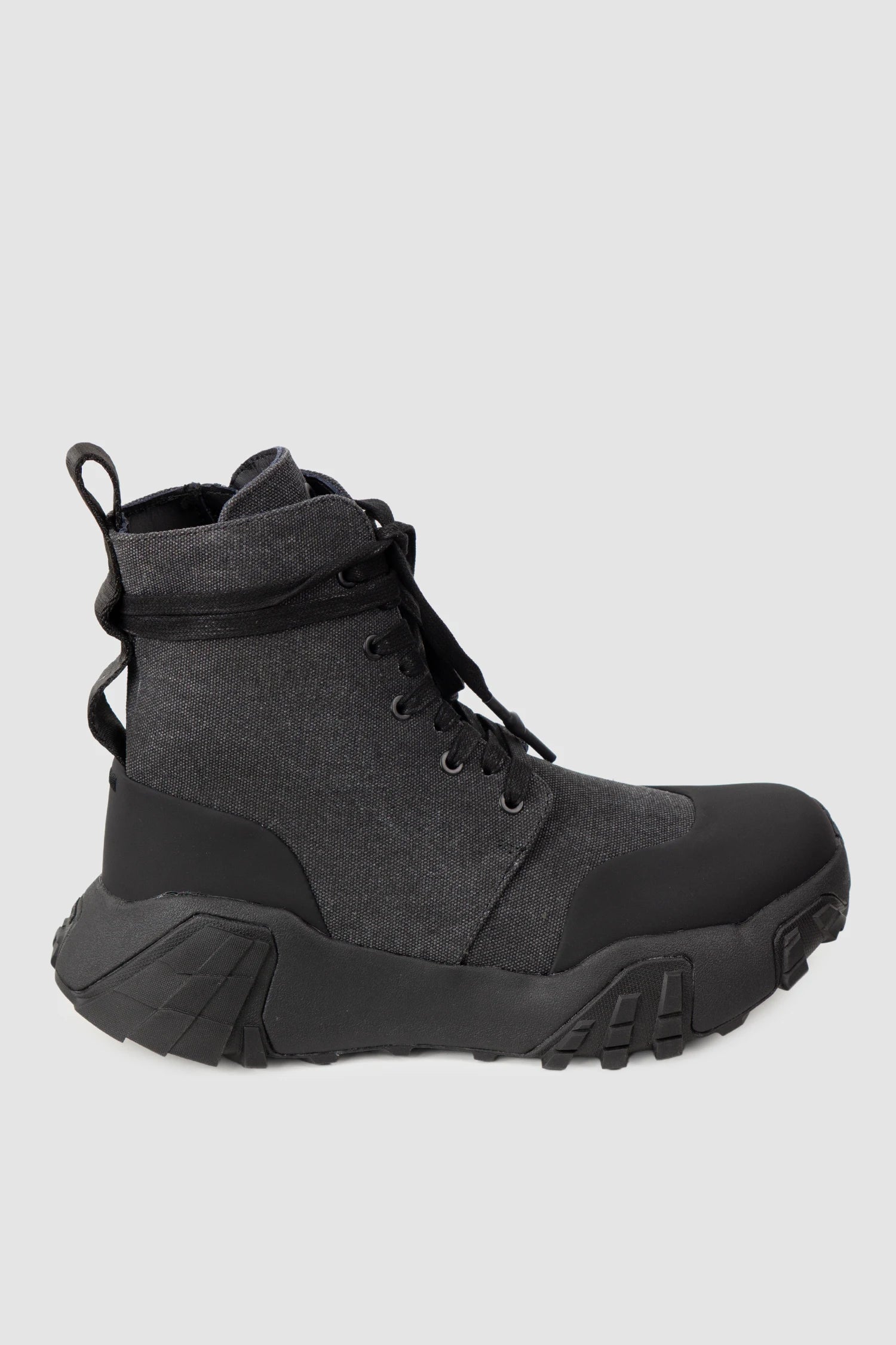 Gall Laboratories by Justin Gall - Men’s Black Canvas Mongrel Ankle Boots right outside view