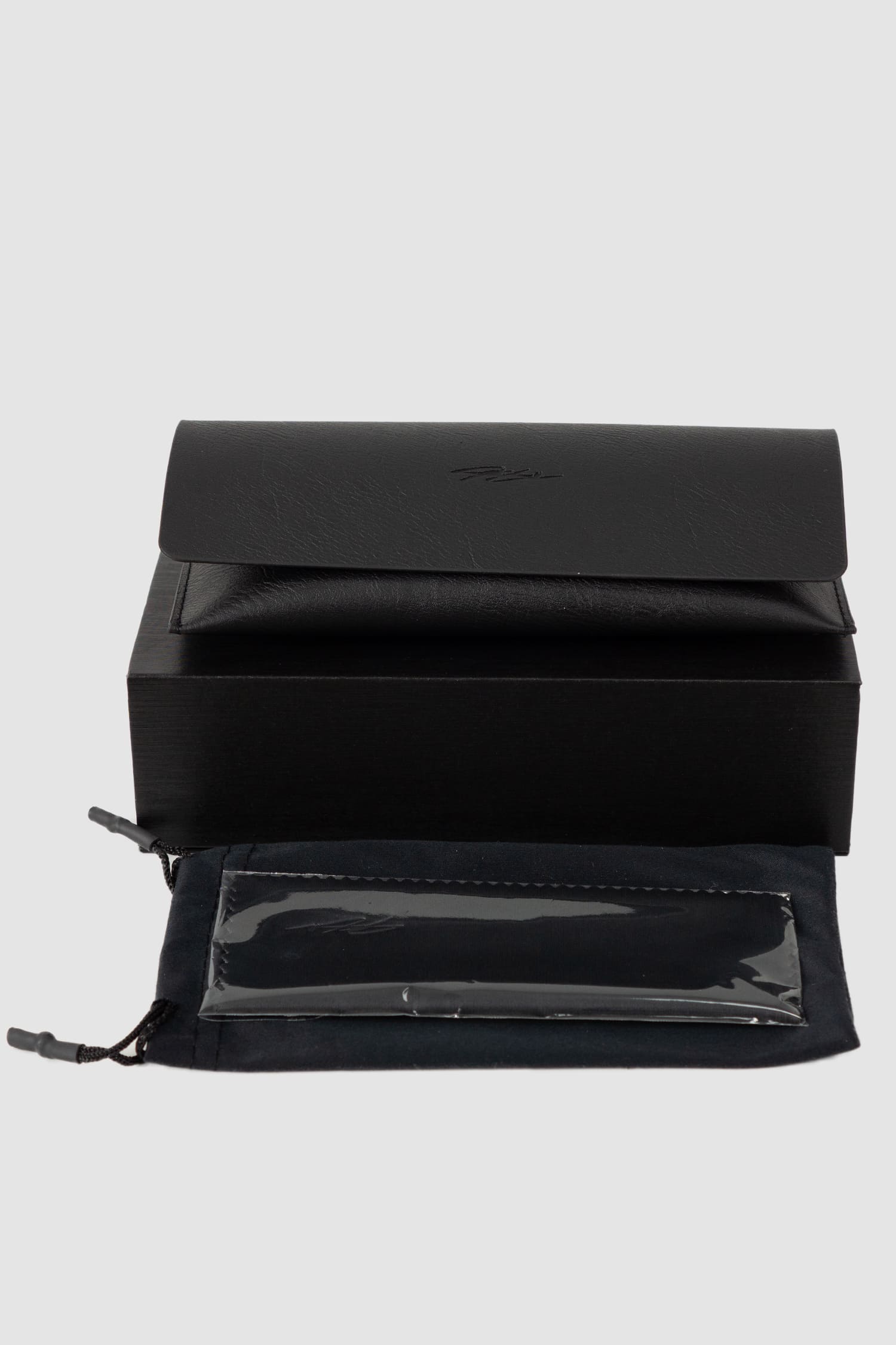 Gall Laboratories by Justin Gall - box view of black Acetate Straight Brim Aviator Sunglasses