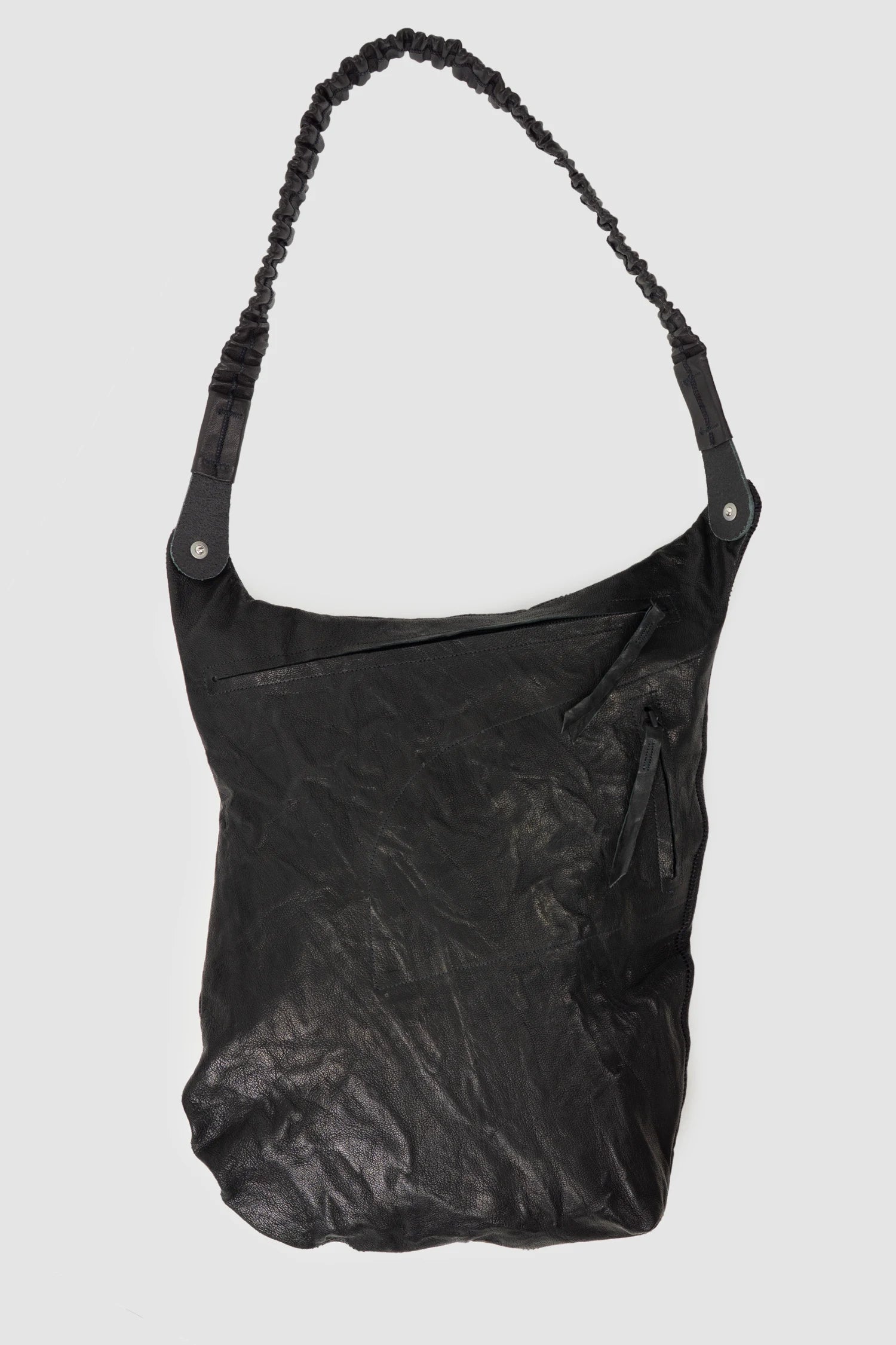 Isaac Sellam Experience - Nomade Men’s Black Asymmetric Lamb Leather Crossbody Bag item back view