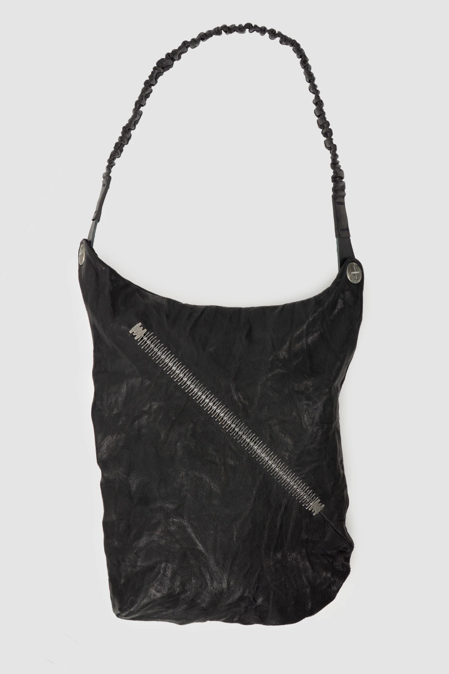Isaac Sellam Experience - Nomade Men’s Black Asymmetric Lamb Leather Crossbody Bag item front view