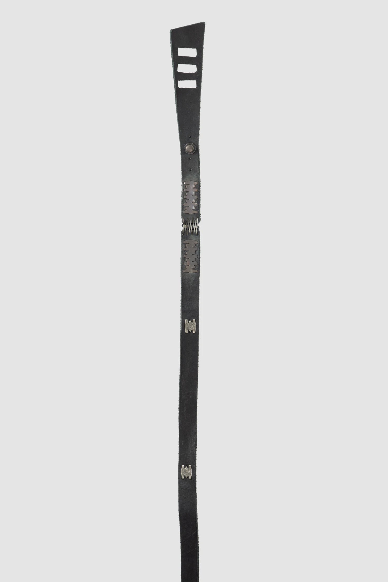 Isaac Sellam Experience - Men’s Black Calf Leather Staple Belt item ending view