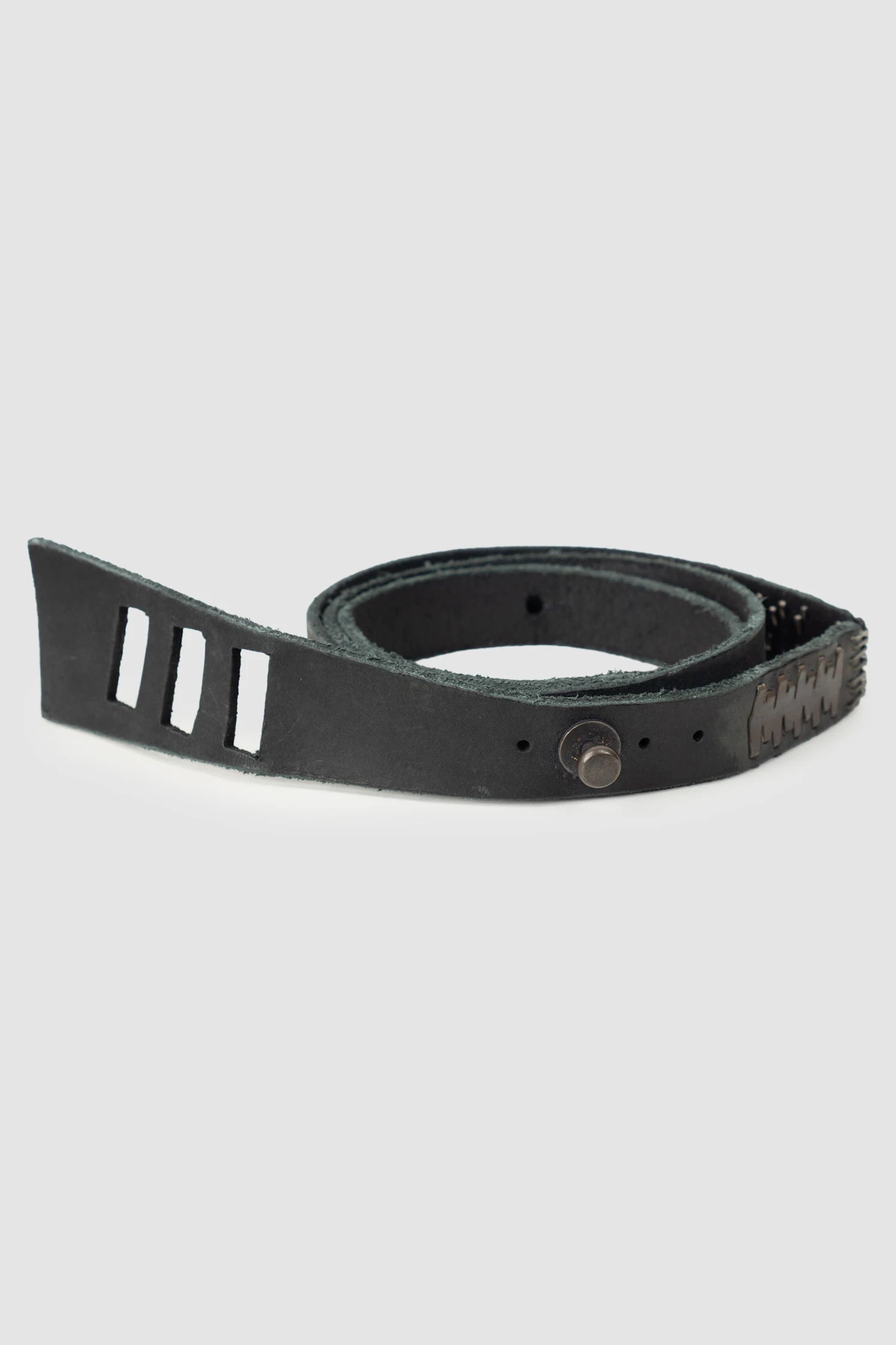 Isaac Sellam Experience - Men’s Black Calf Leather Staple Belt item front 2 view