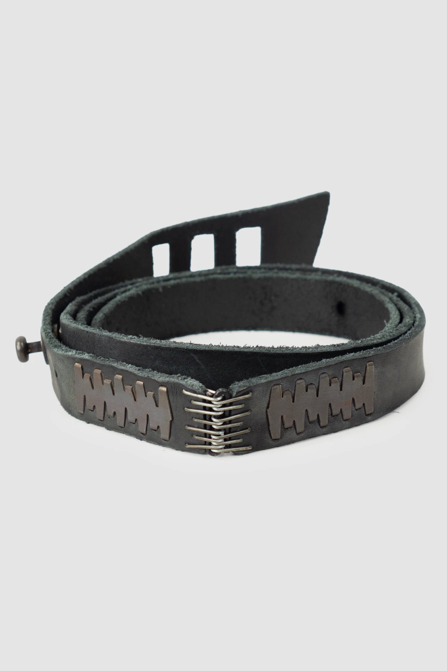 Isaac Sellam Experience - Men’s Black Calf Leather Staple Belt item side view