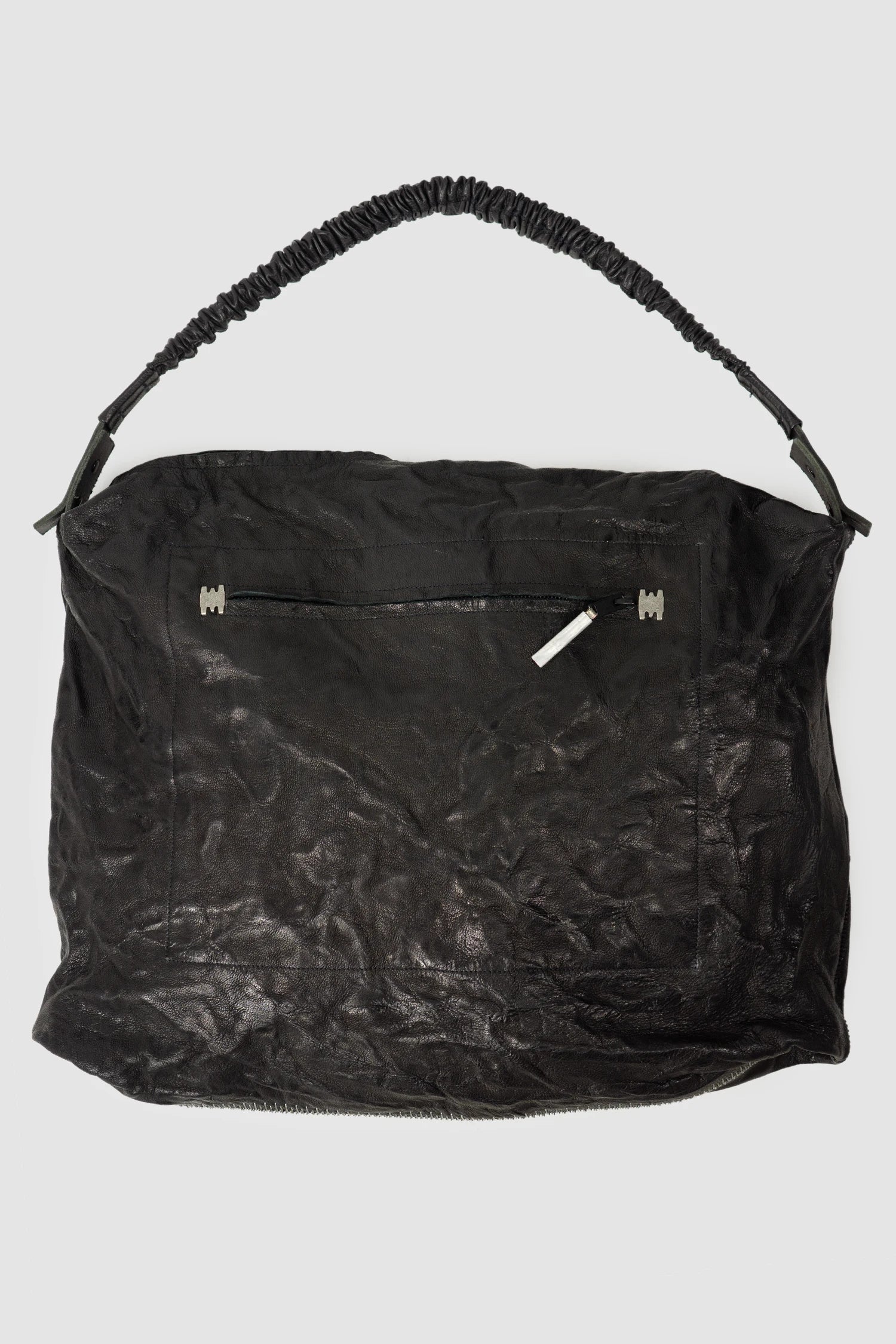 Isaac Sellam Experience - Balladeur Men’s Black Large Asymmetric Lamb Leather Shoulder Bag item back view
