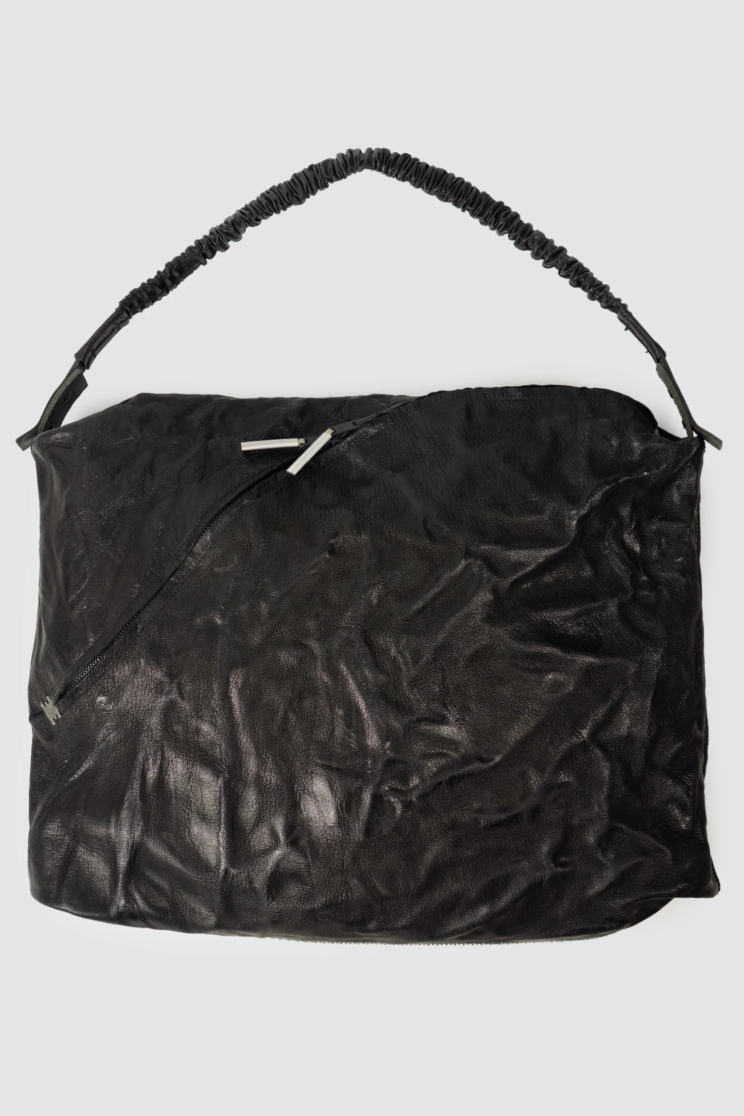 Isaac Sellam Experience - Balladeur Men’s Black Large Asymmetric Lamb Leather Shoulder Bag item front view