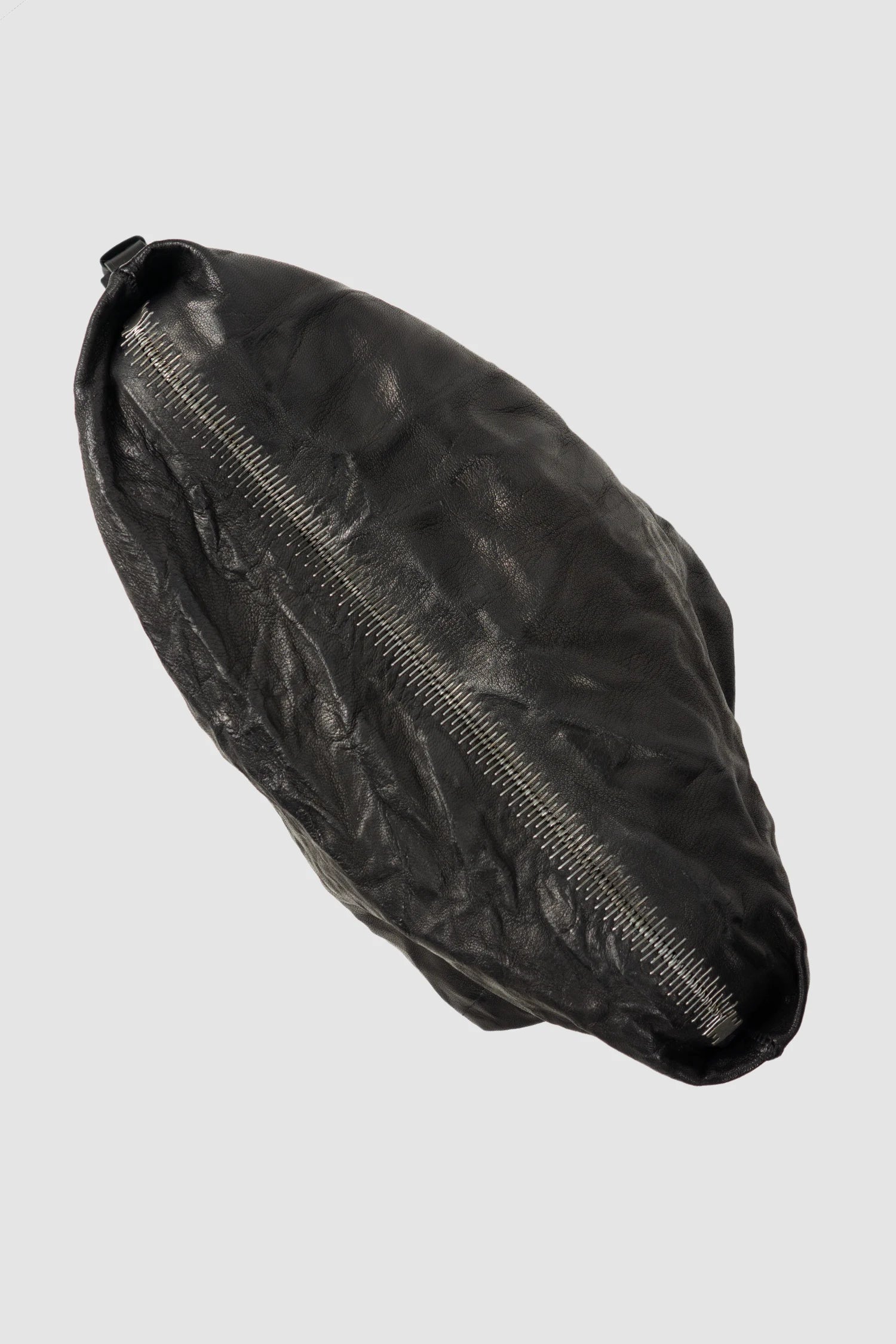 Isaac Sellam Experience - Balladeur Men’s Black Large Asymmetric Lamb Leather Shoulder Bag spine detail view
