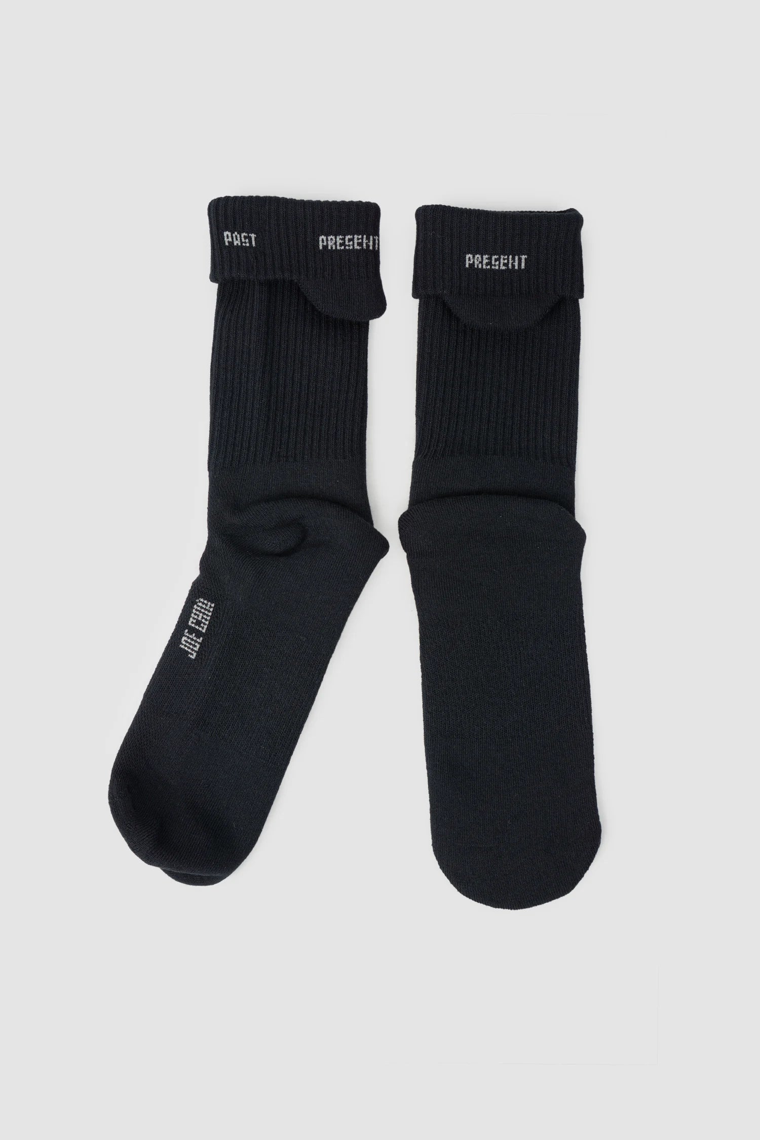 Joe Chia - Men’s Black Calf High Cotton Blend Logo Socks item side 2 view