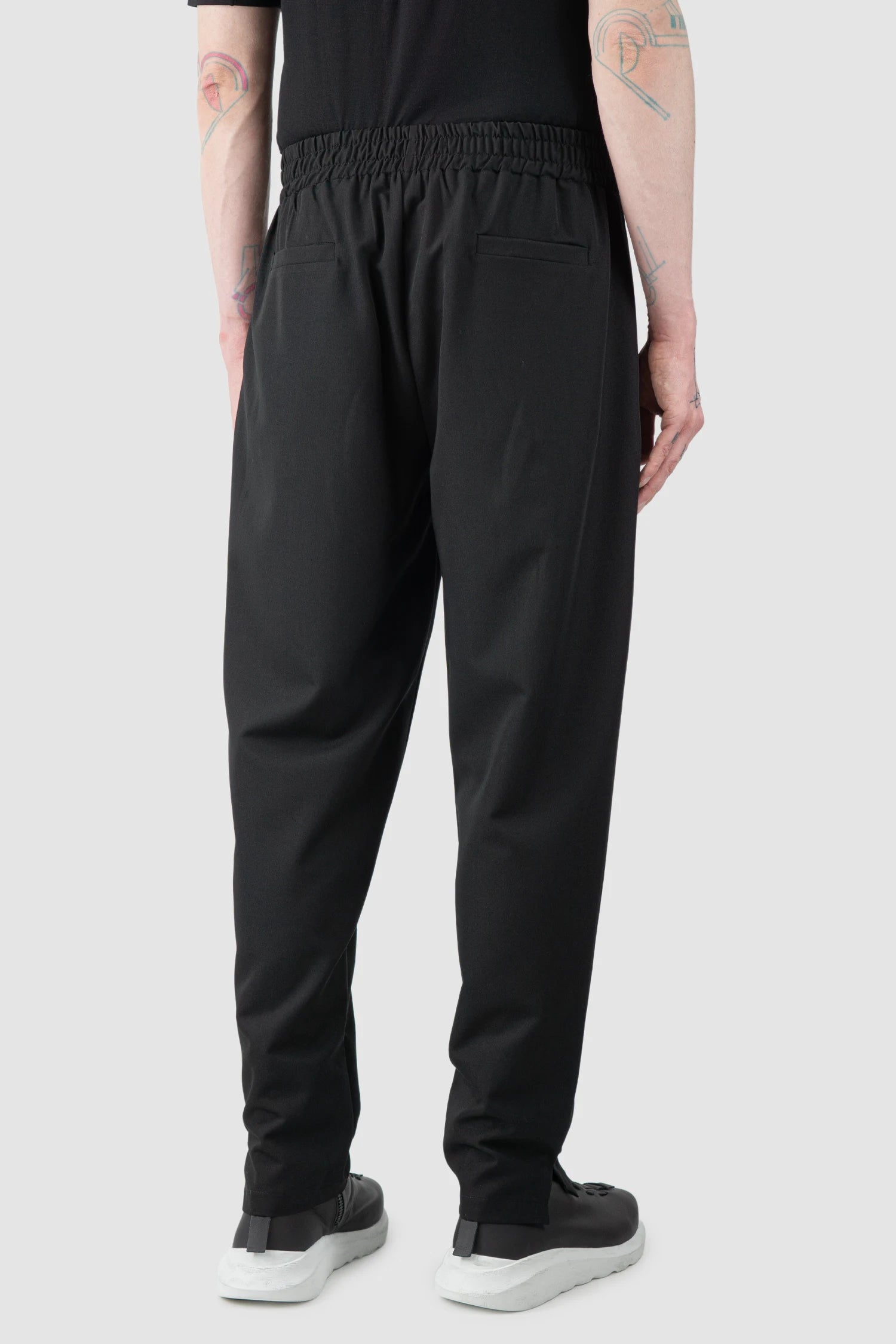 La Haine Inside Us - Men’s Black Tuxedo Stretch Trousers model back side view