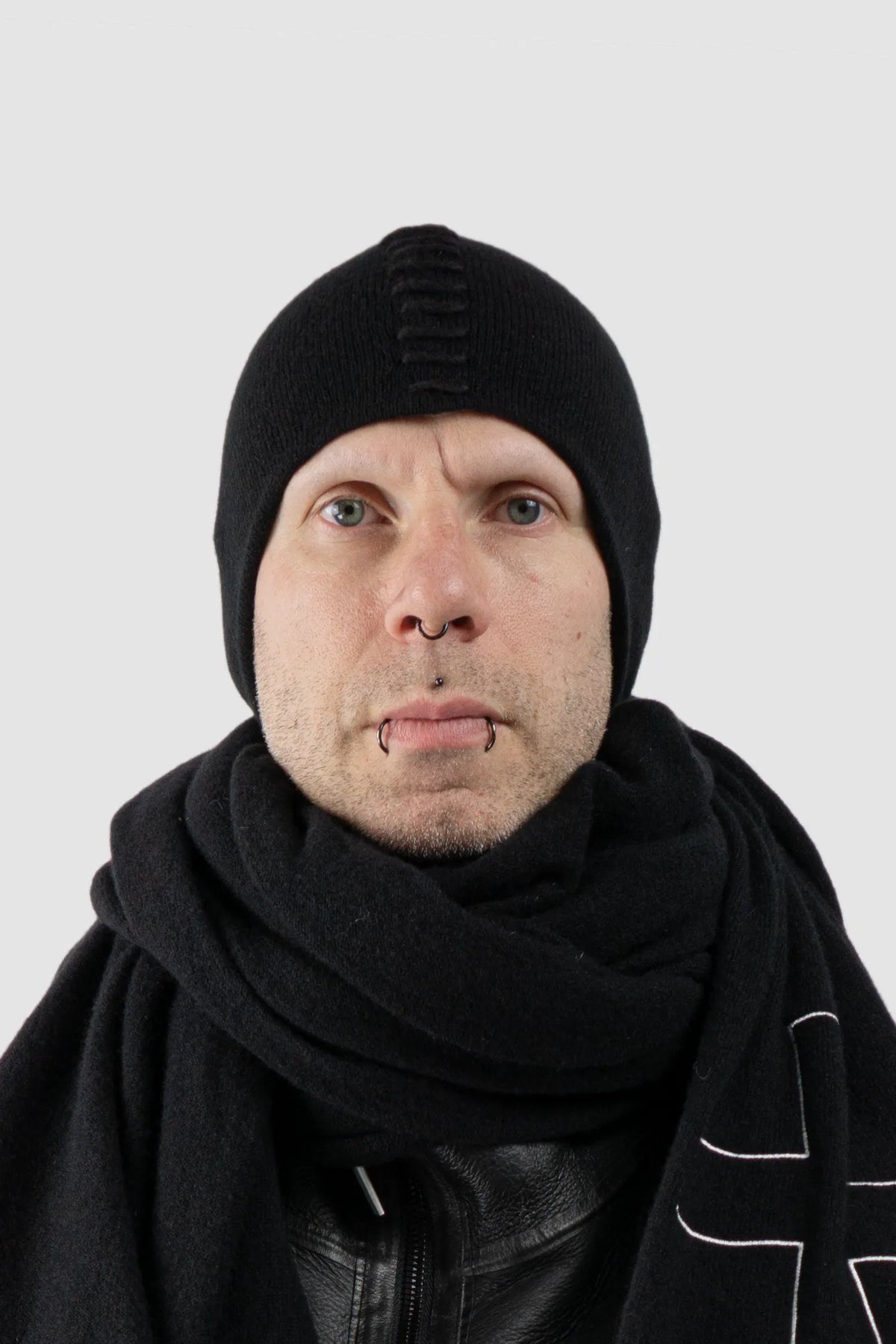 MD75 - Men's Black Cashmere Silk Knit Beanie - model front view - MONO-KROM | Gallery MD75 - Men's Black Cashmere Silk Knit Beanie - model front view - MONO-KROM | Gallery