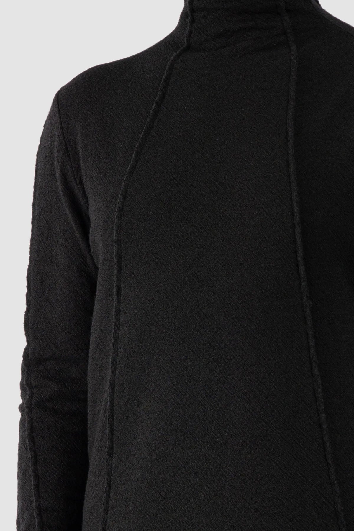 MD75 - Men's Black Reversible Double Layer Cotton Wool Sweater - front detail view MD75 - Men's Black Reversible Double Layer Cotton Wool Sweater - front detail view