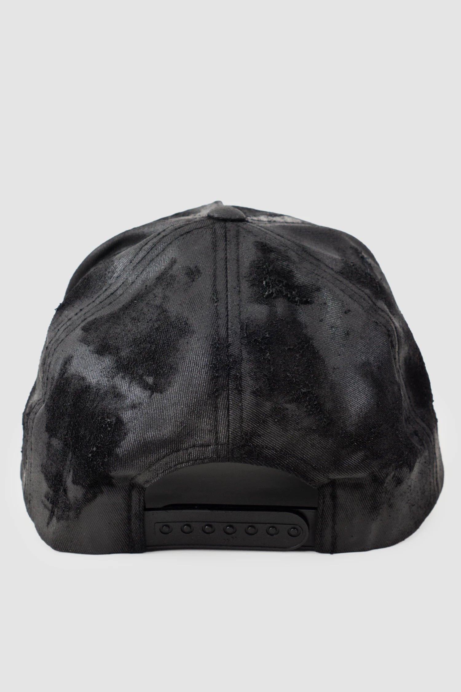 MD75 - Men’s Black Waxed Destroyed Cotton Baseball Cap item back view