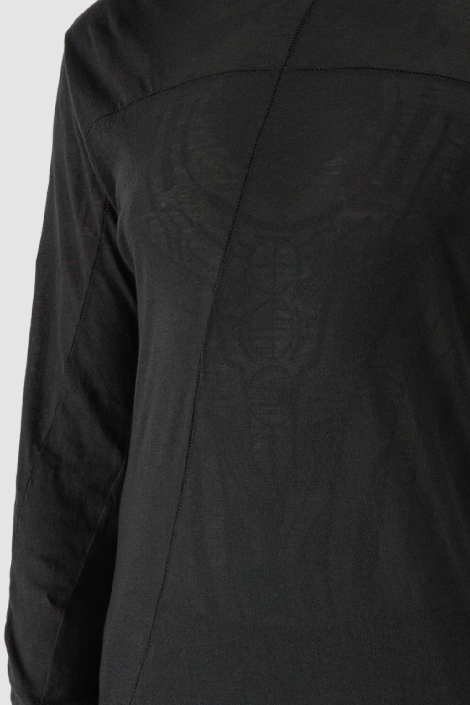 MD75 - fabric detail view of men’s Black Thin Twisted Cotton Long Sleeve T-Shirt