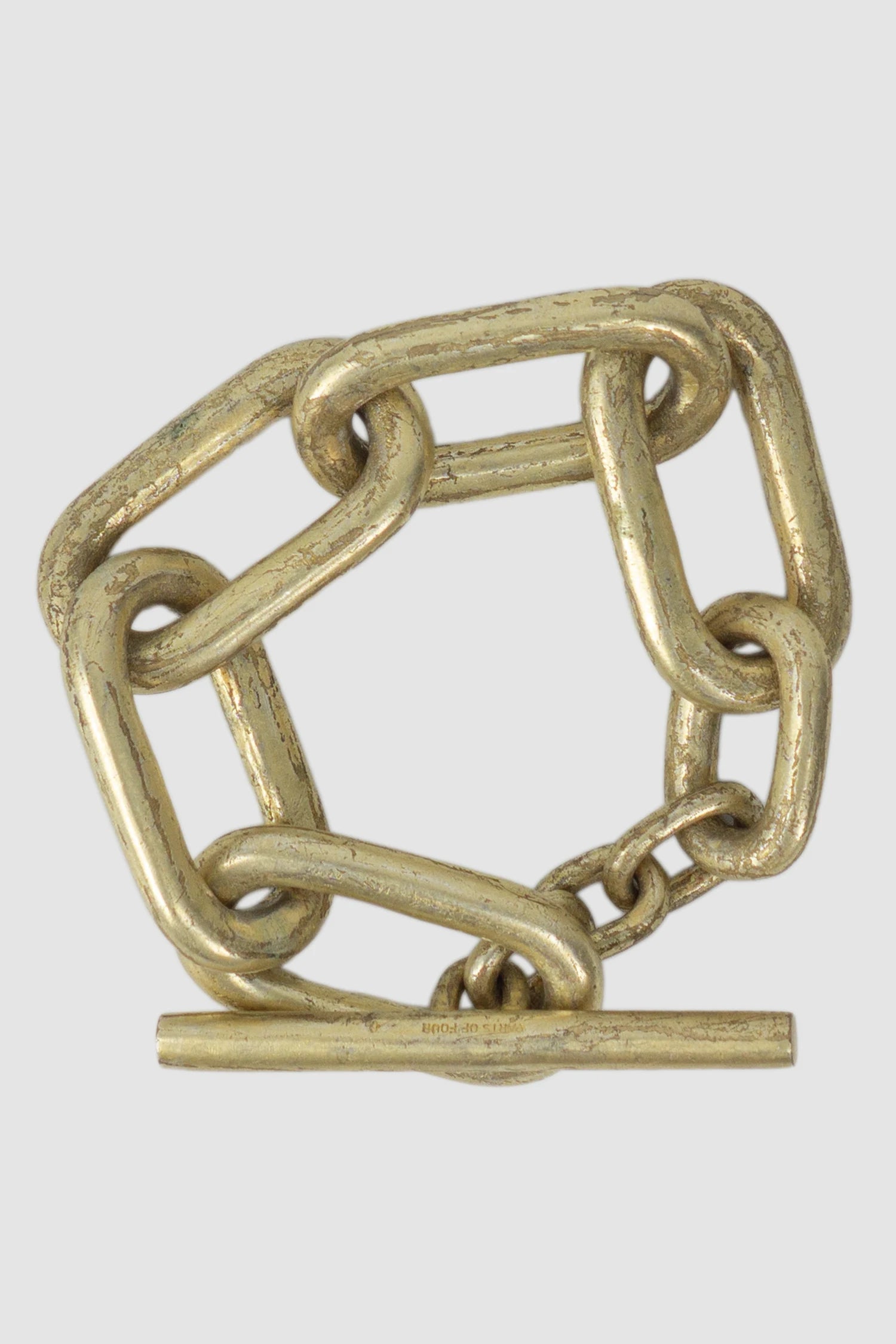 Parts of Four – Acid Gold Plated Brass Toggle Chain Bracelet Medium Links - top round view Parts of Four – Acid Gold Plated Brass Toggle Chain Bracelet Medium Links - top round view