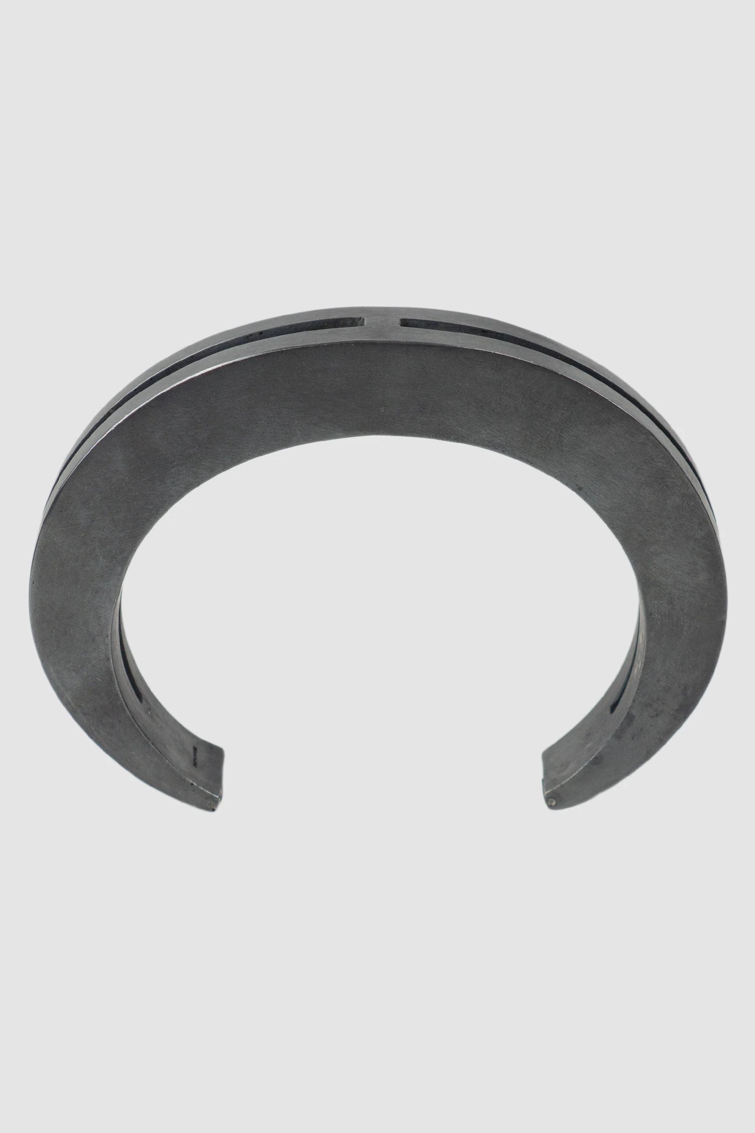 Parts of Four - Black Acid Silver Plated Brass Crescent Crevice Bracelet 15 mm - front view Parts of Four - Black Acid Silver Plated Brass Crescent Crevice Bracelet 15 mm - front view