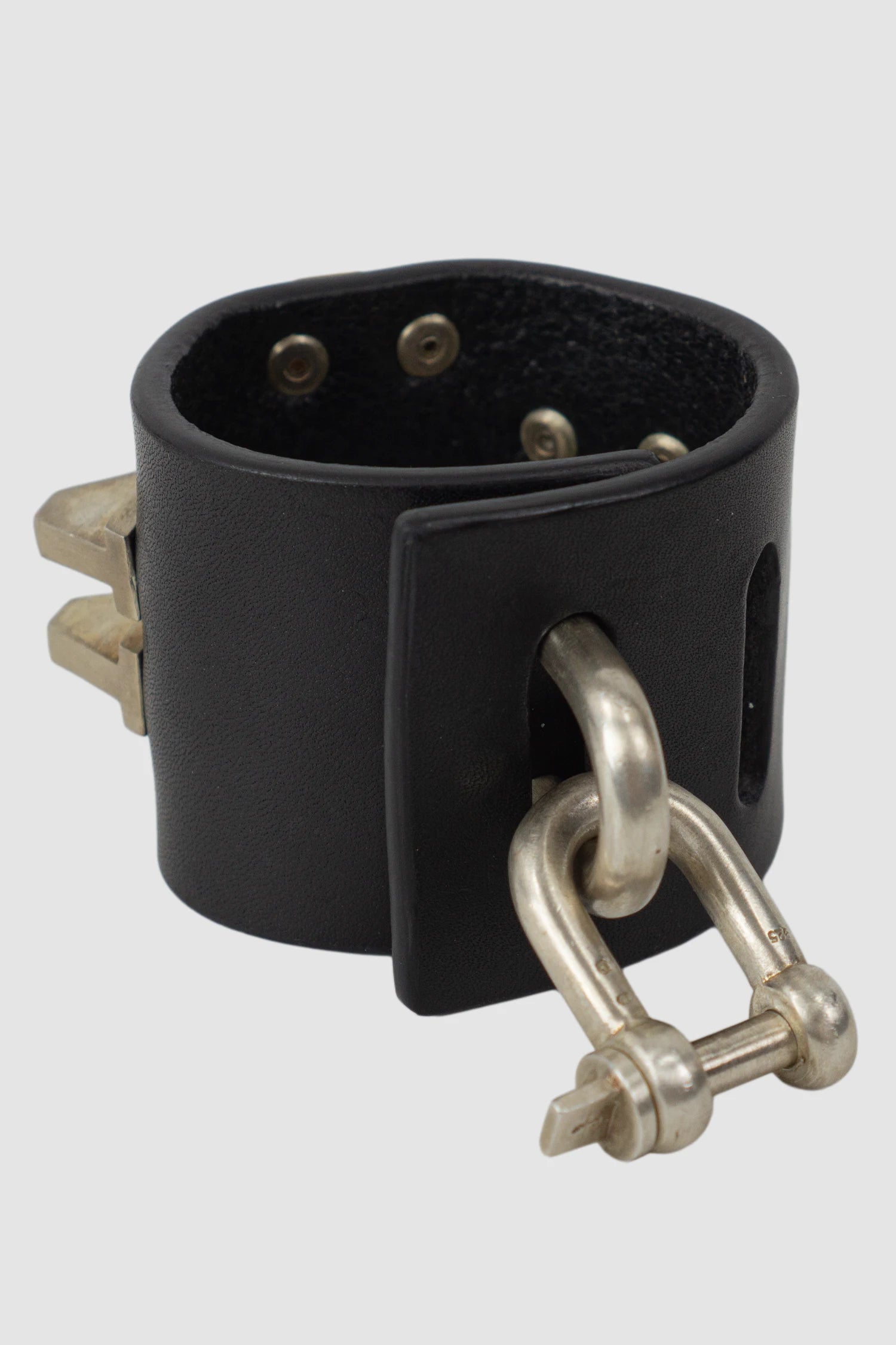 Parts of Four - Black Leather Sterling Silver Pyramid Stud Bracelet 50 mm - back left view Parts of Four - Black Leather Sterling Silver Pyramid Stud Bracelet 50 mm - back left view