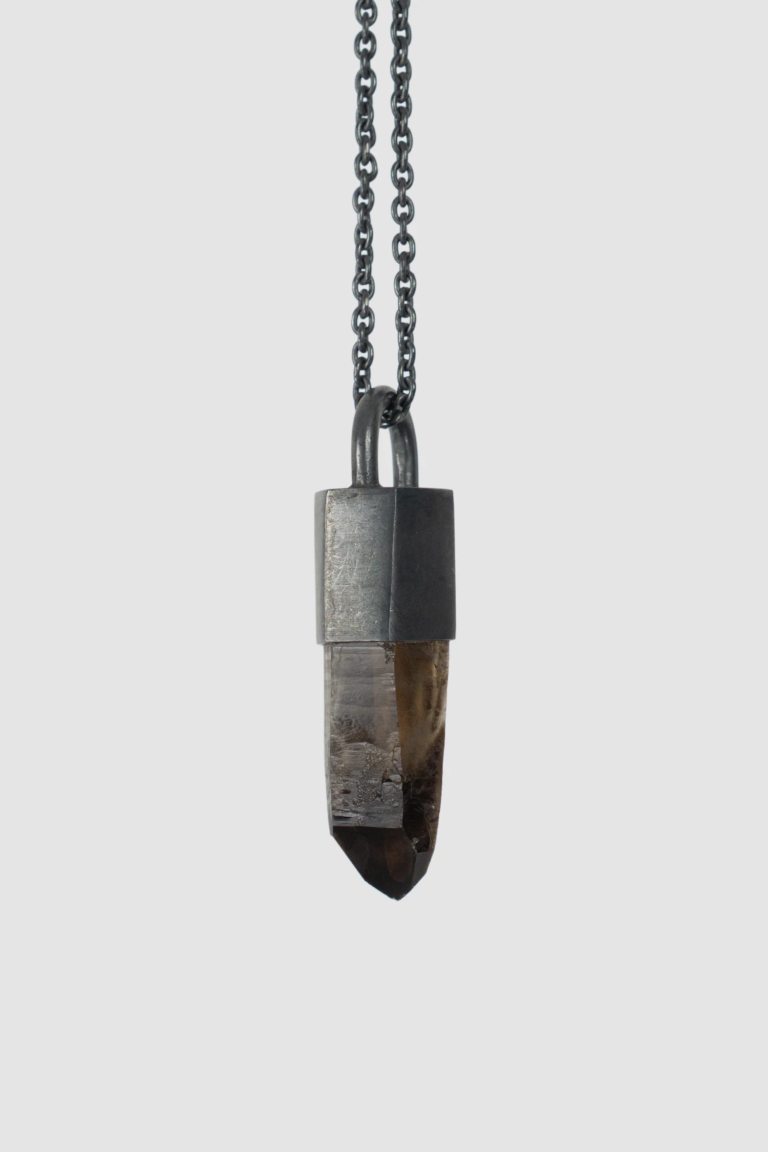 Parts of Four - Black Sterling Silver Smoky Quartz Talisman Necklace - detail view - MONO-KROM Gallery Parts of Four - Black Sterling Silver Smoky Quartz Talisman Necklace - detail view - MONO-KROM Gallery